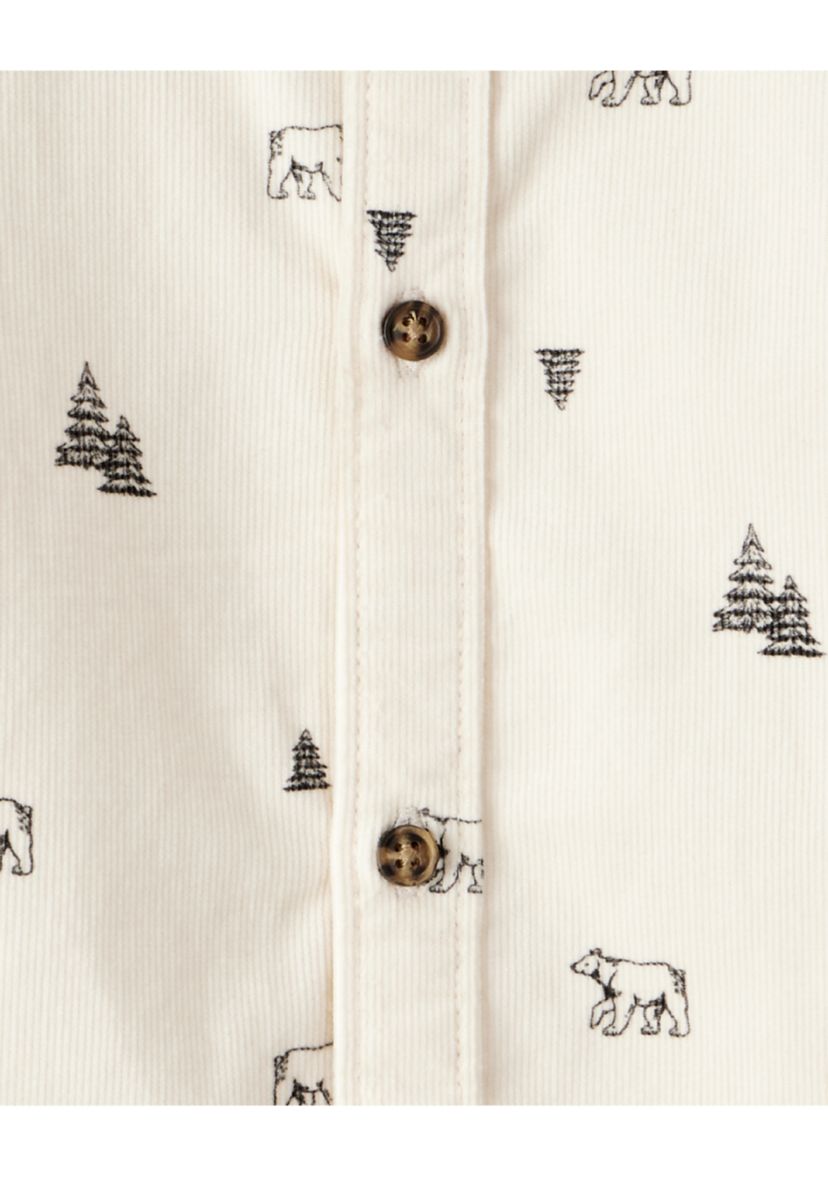 Toddler Boys Christmas Tree Button Down Pajama Shirt 