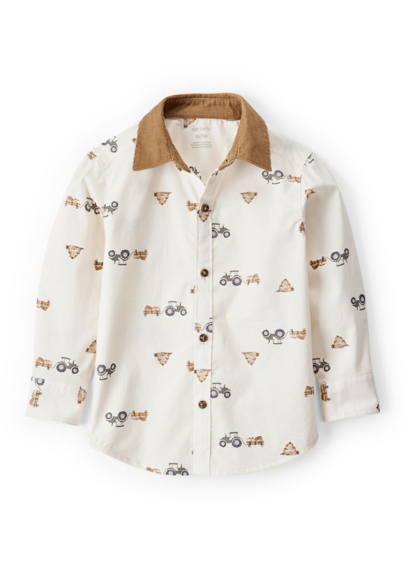 Toddler Boys Long Sleeve Twill Shirt