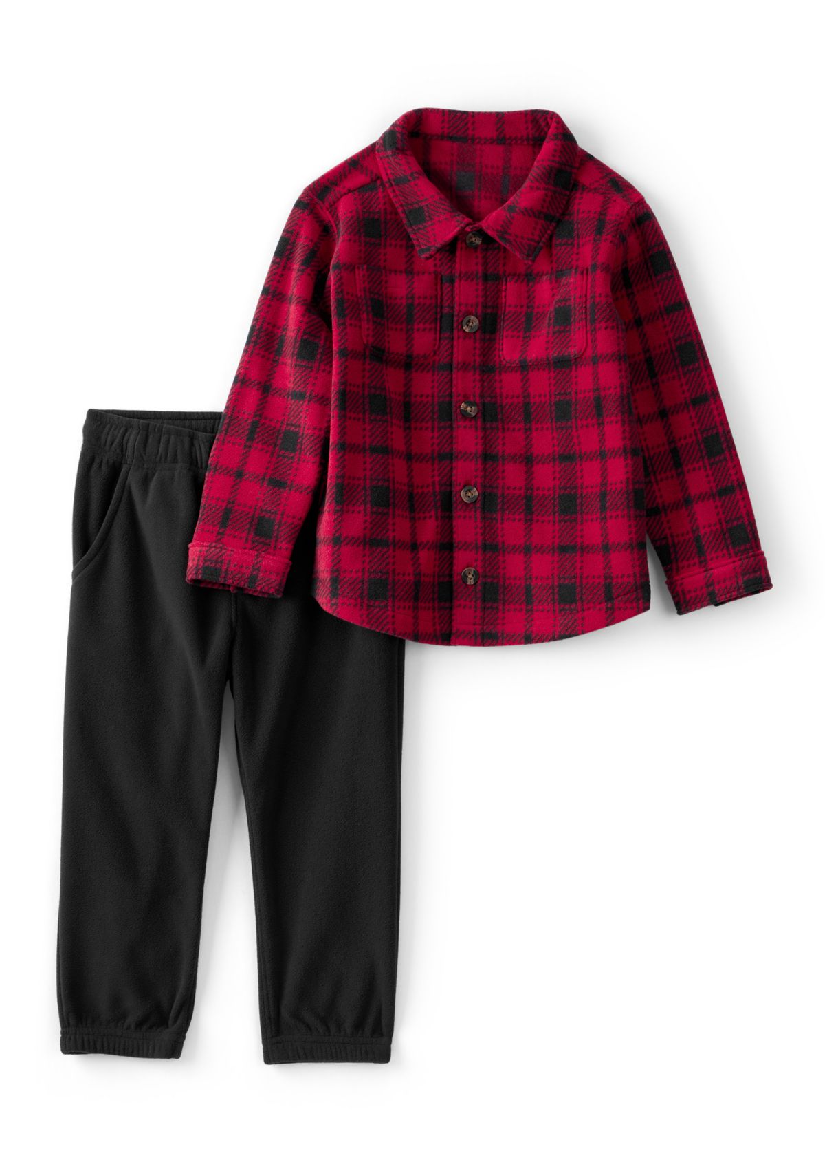 Toddler Boys 2 Piece Plaid Shirt and Pants Set