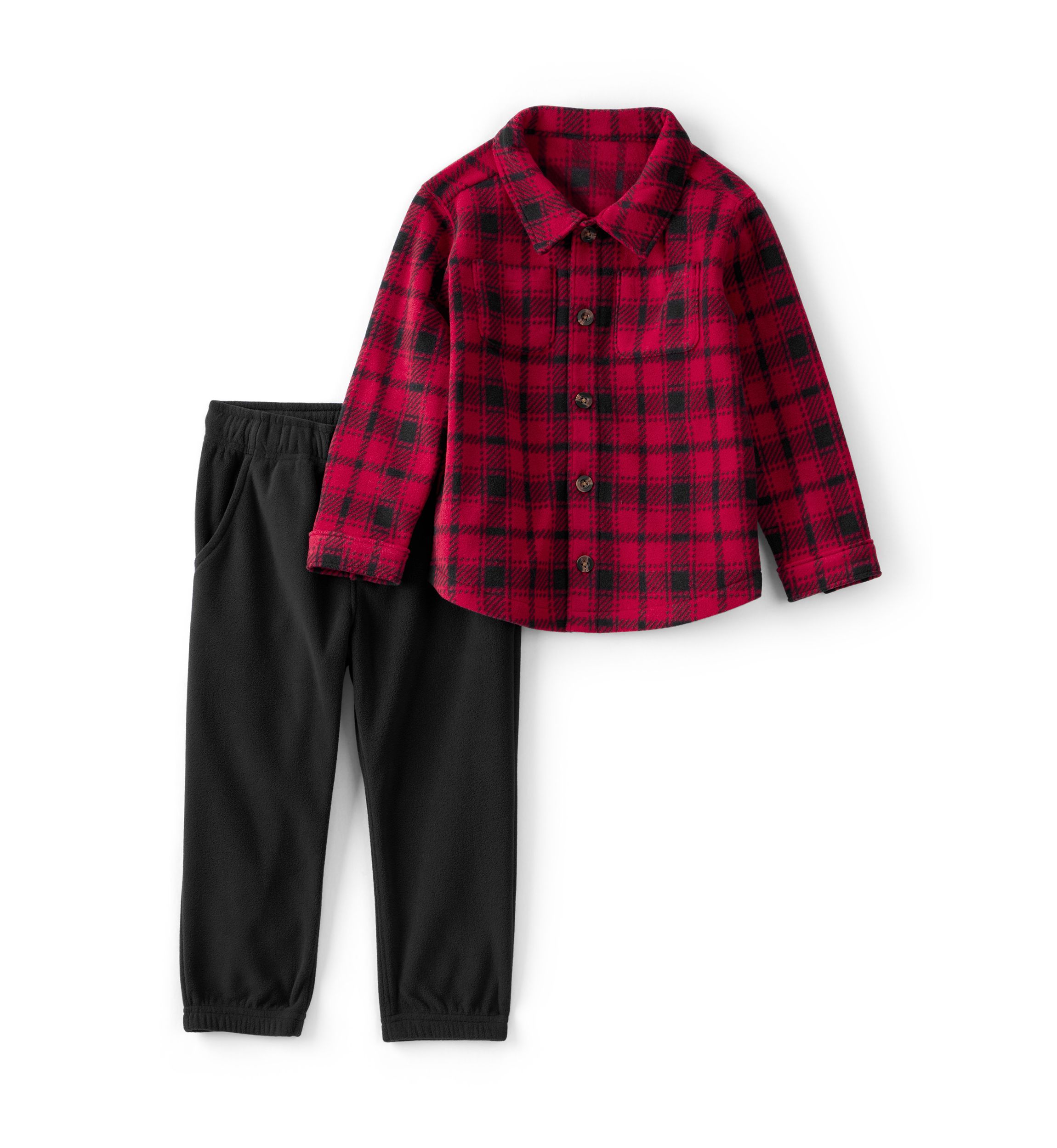 Toddler Boys 2 Piece Plaid Shirt and Pants Set
