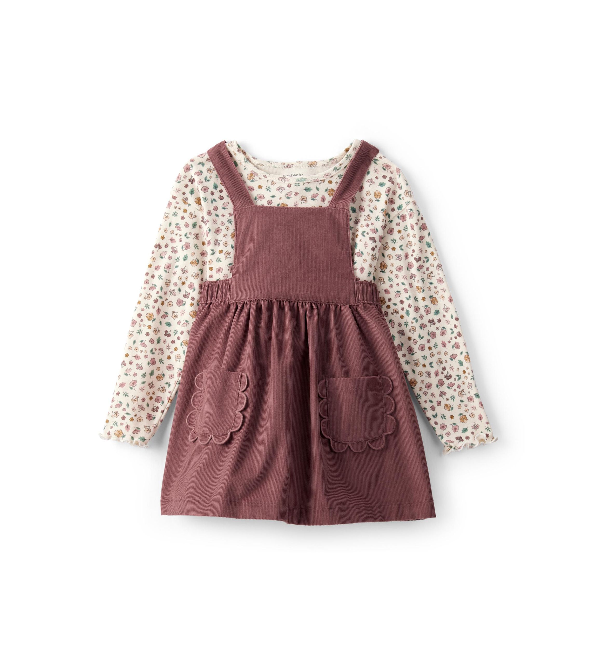 Toddler Girls Printed Top and Jumper Dress Set