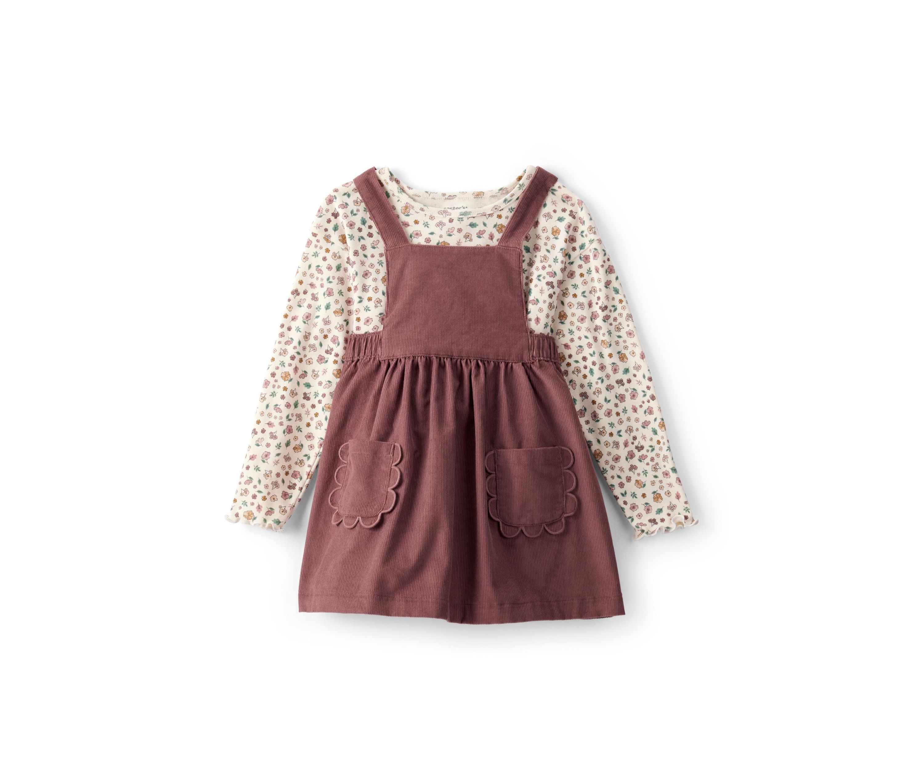 Toddler Girls Printed Top and Jumper Dress Set