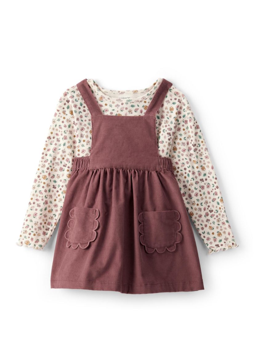 Toddler Girls Printed Top and Jumper Dress Set