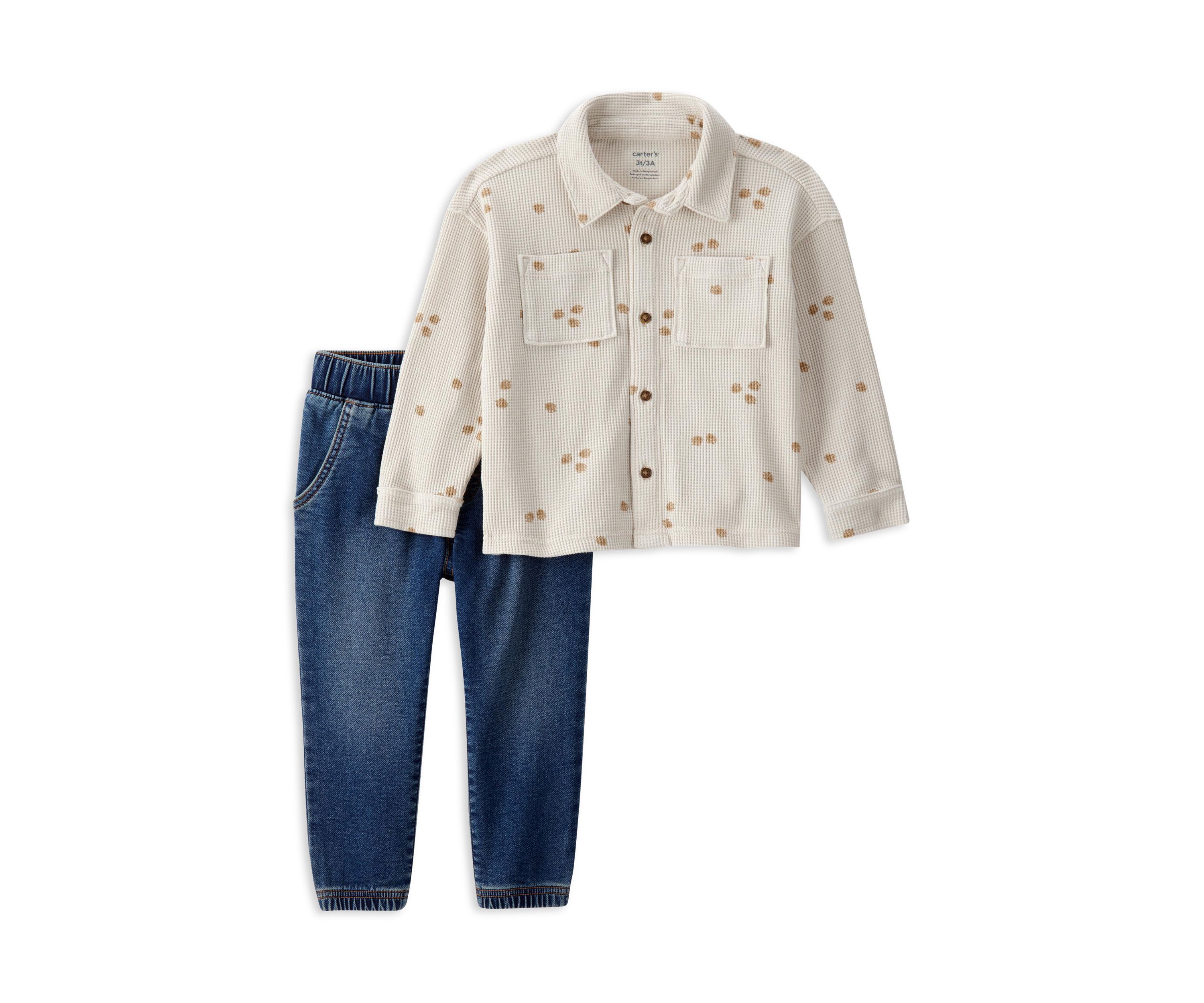 Toddler Boys Printed Button Up Set 