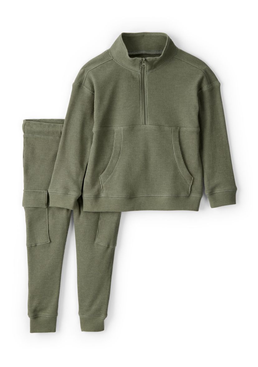 Toddler Boys 1/4 Zip Pullover Sweatshirt and Jogger Pants Set