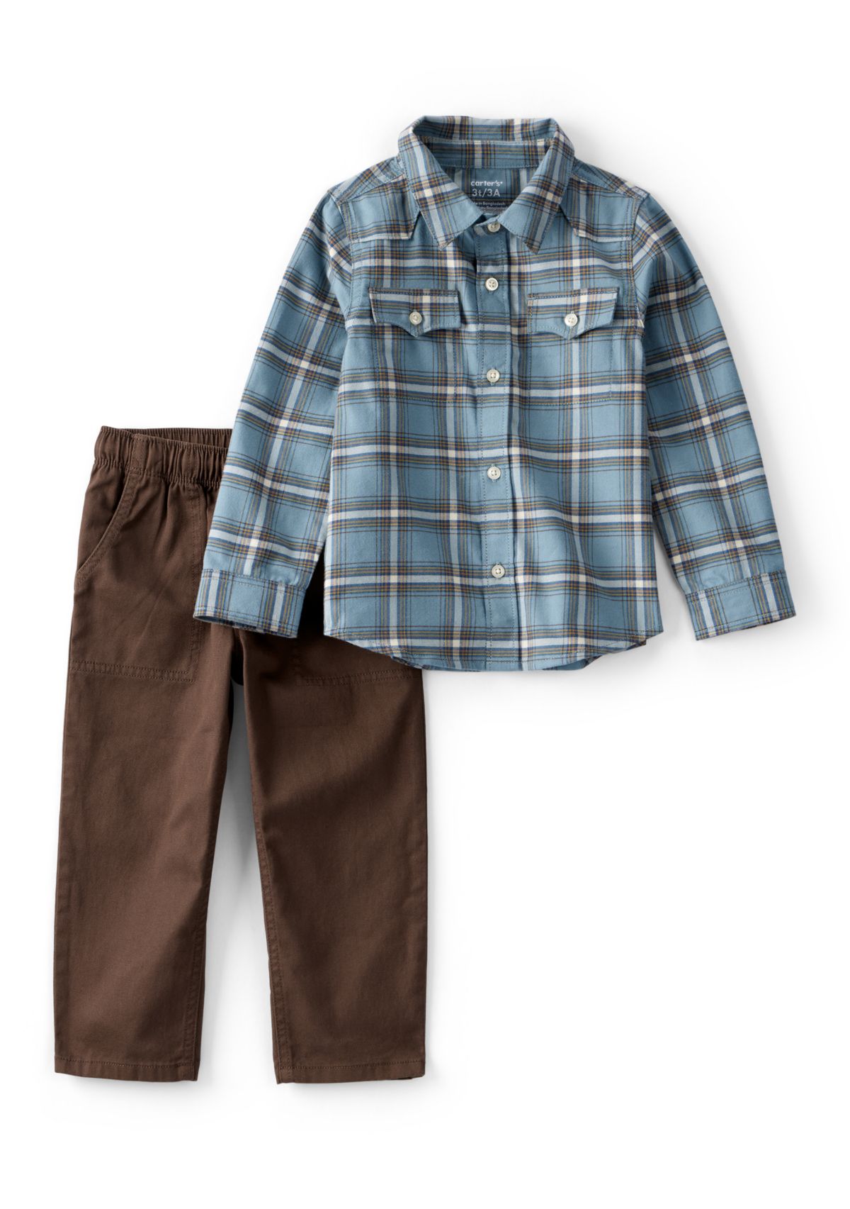 Toddler Boys Button Up Shirt and Pants Set