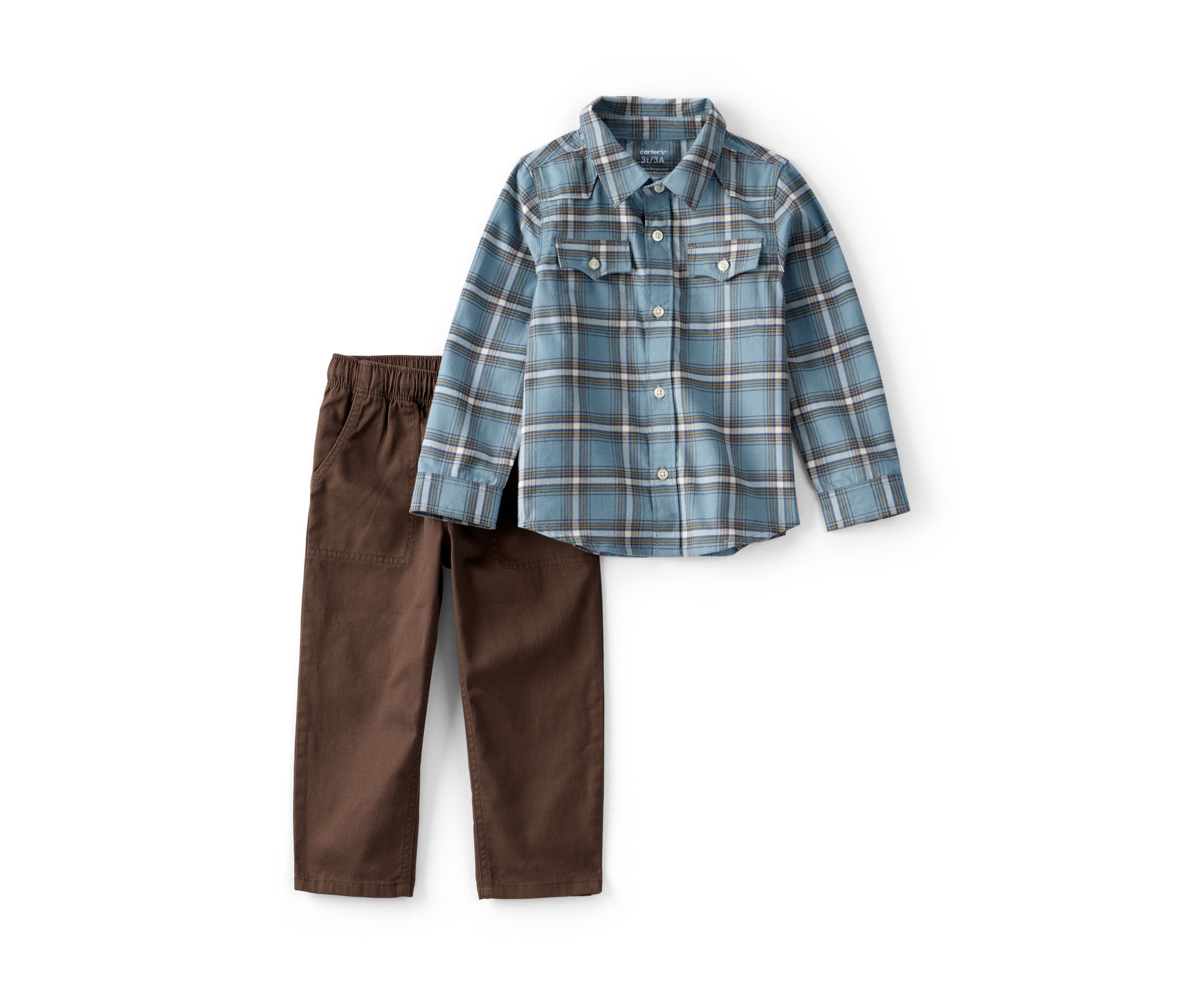 Toddler Boys Button Up Shirt and Pants Set