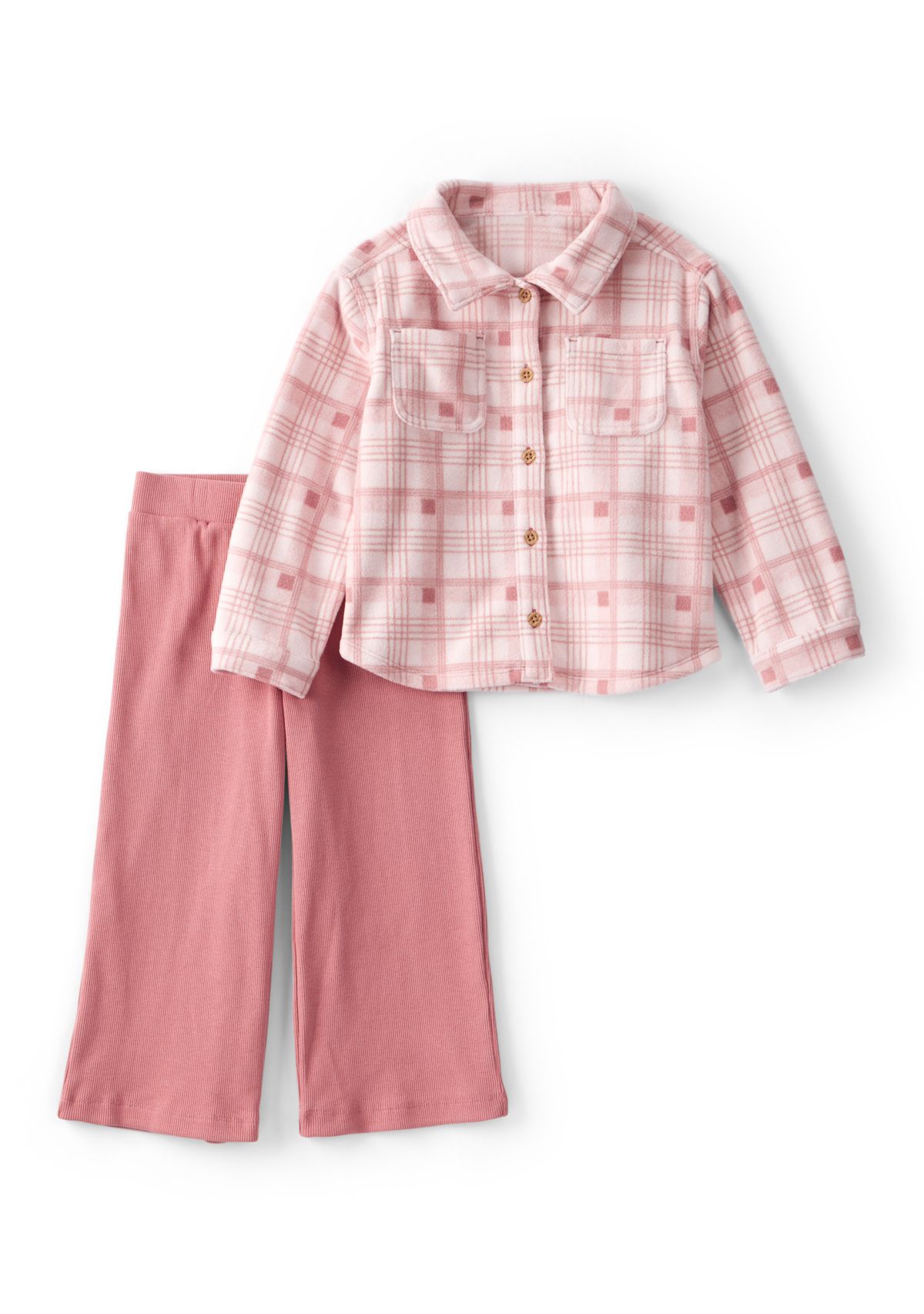 Toddler Girls Plaid Top and Wide Leg Pants Set