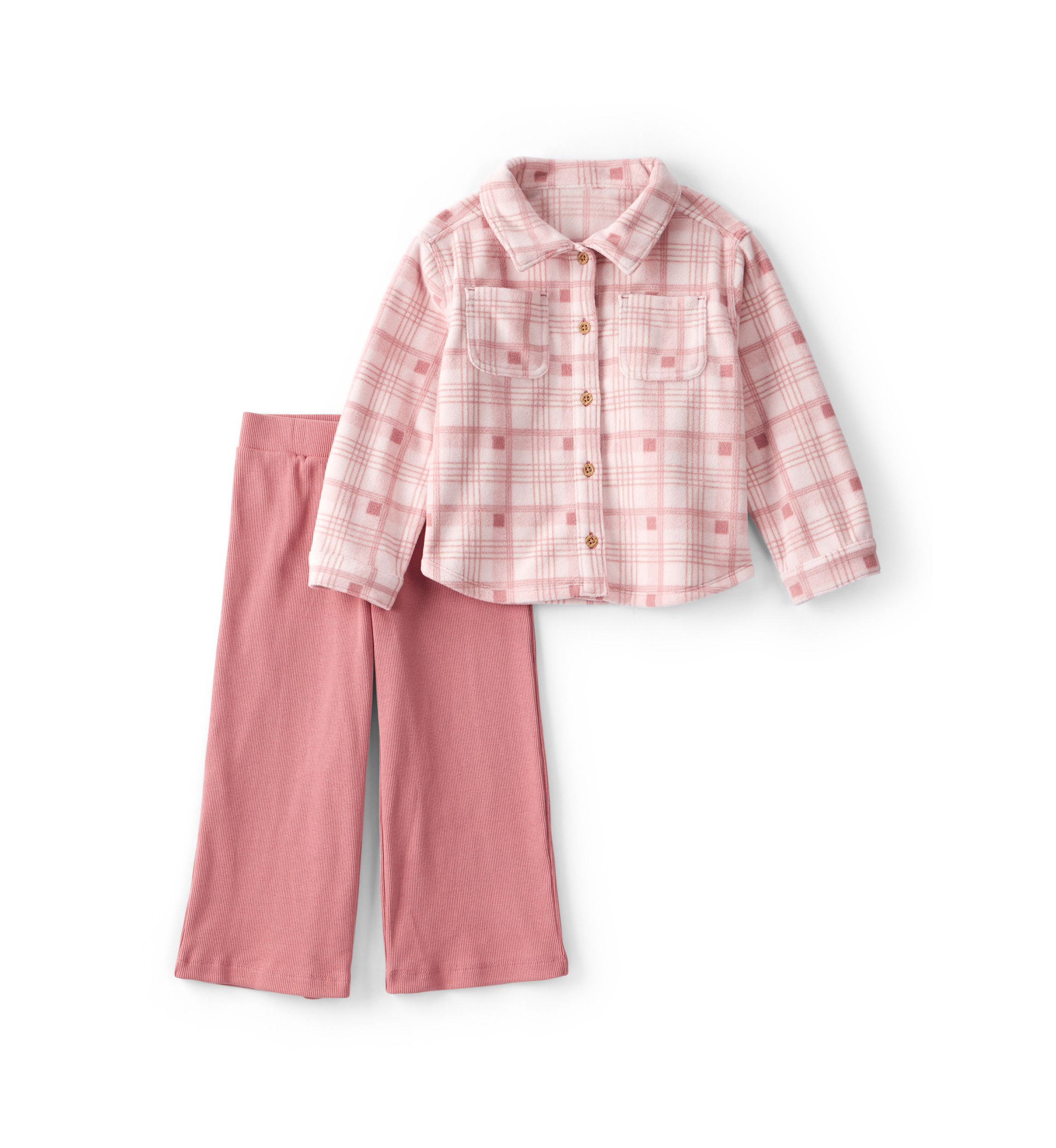 Toddler Girls Plaid Top and Wide Leg Pants Set