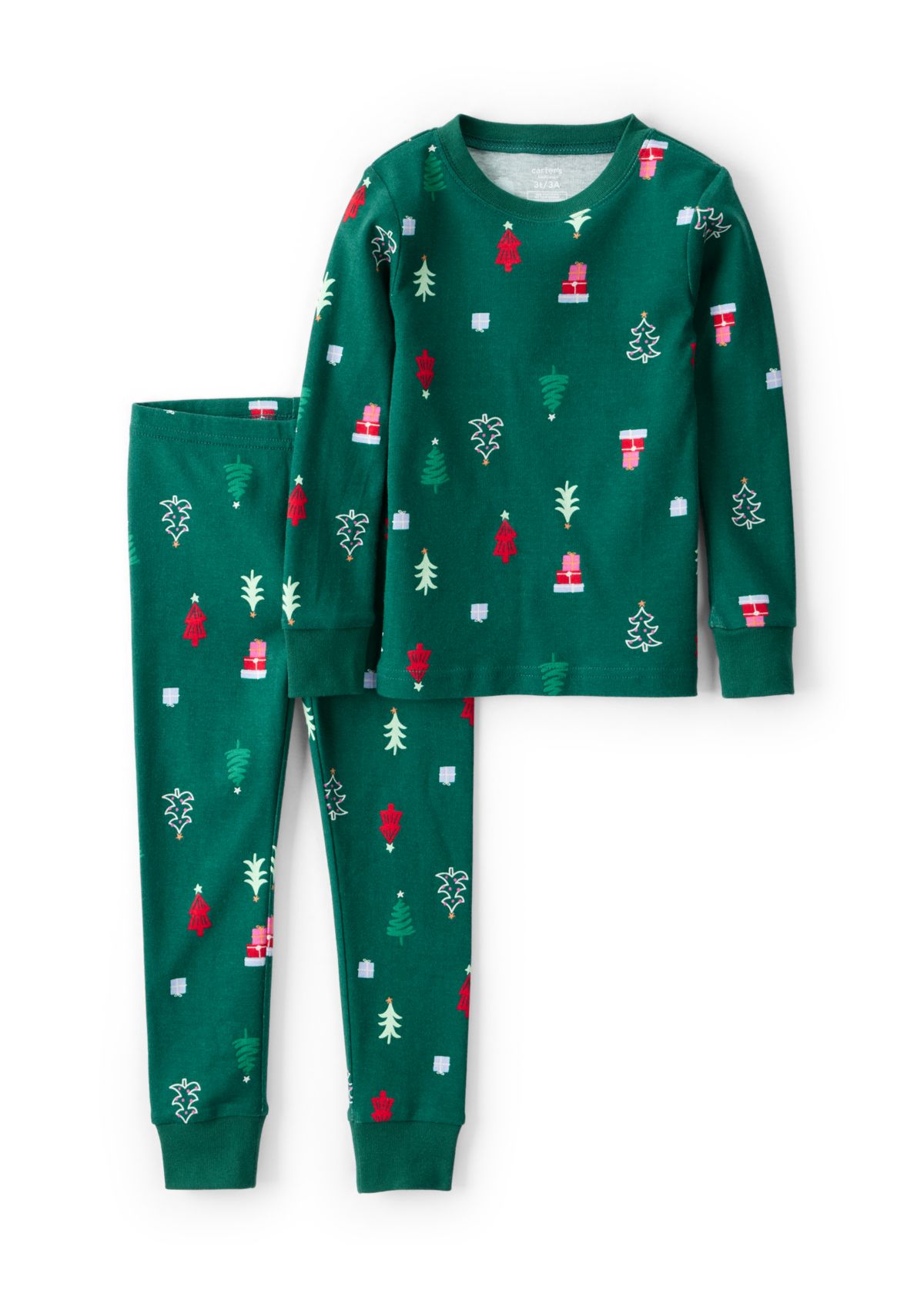 Toddler Girls Festive Tree Printed Two Piece Pajama Set