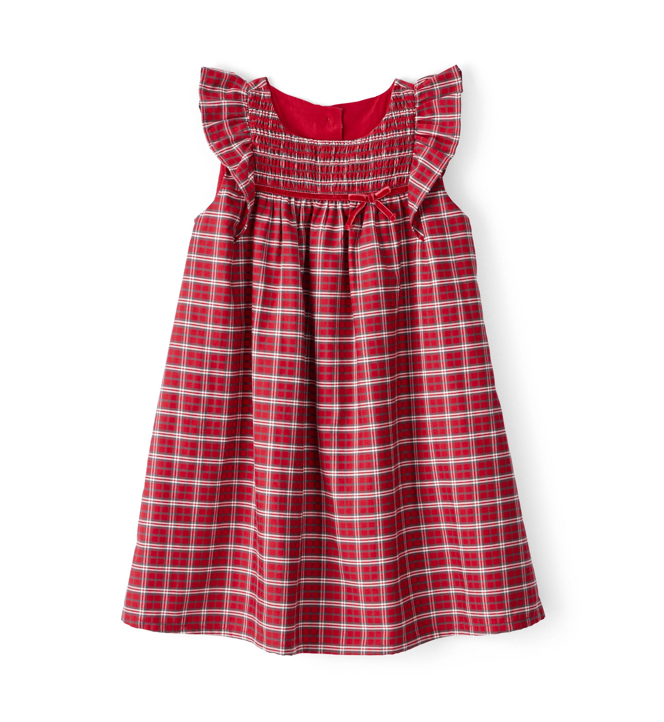 Toddler Girls Red Plaid Printed Dress
