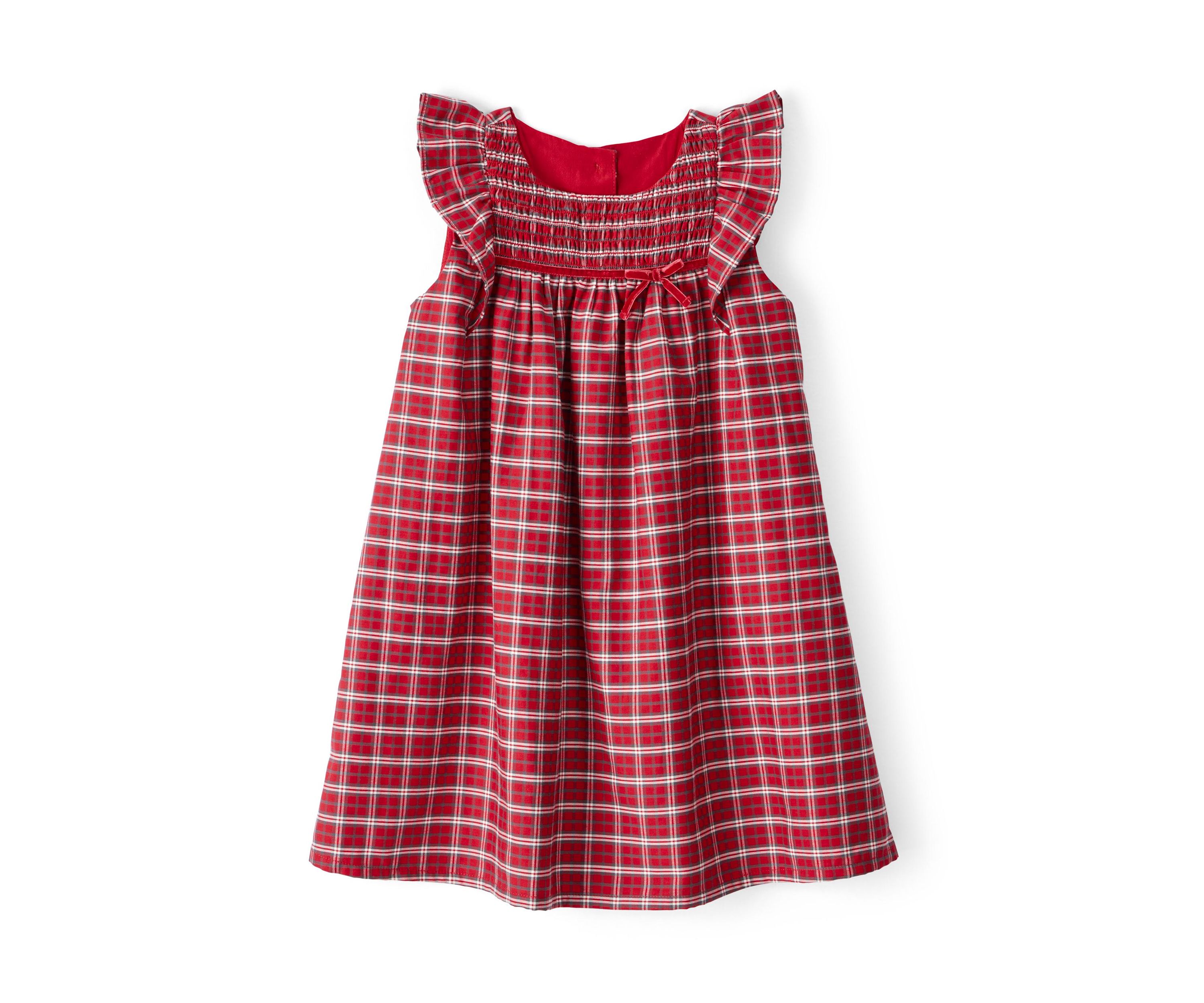 Toddler Girls Red Plaid Printed Dress