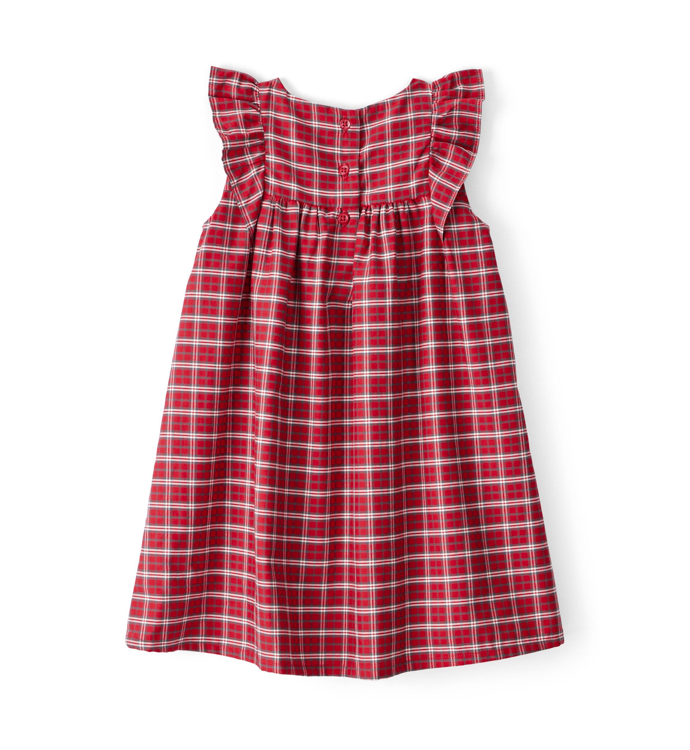 Toddler Girls Red Plaid Printed Dress