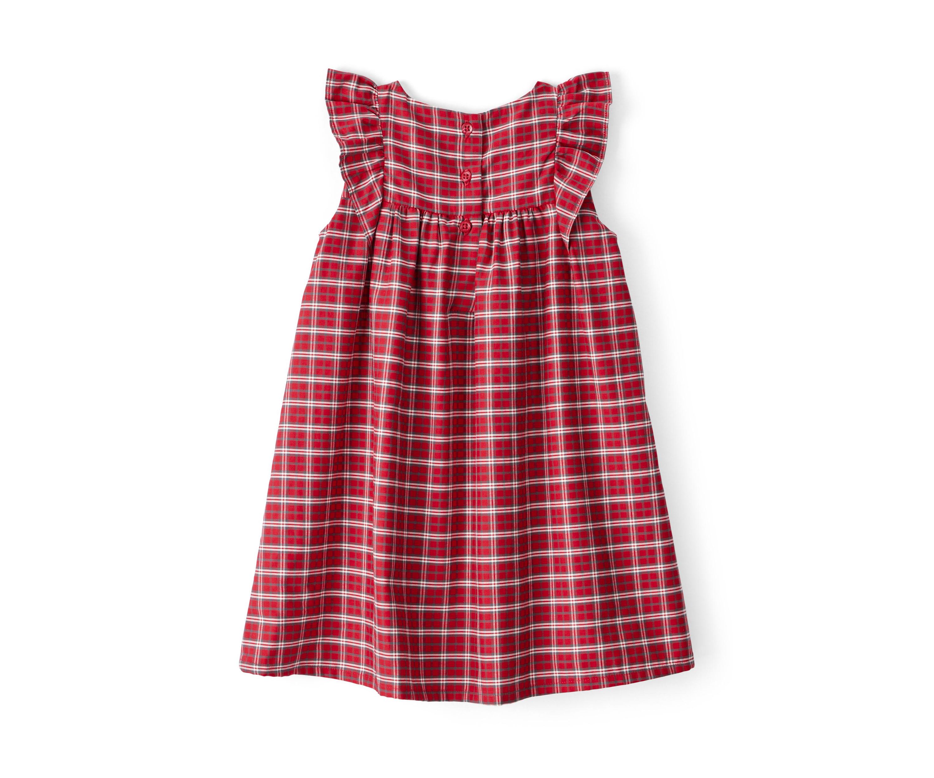 Toddler Girls Red Plaid Printed Dress