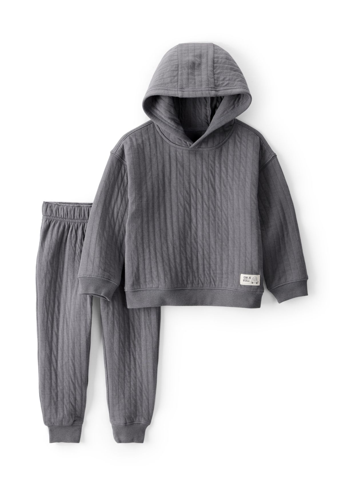 Toddler Boys Ribbed Hoodie and Pant Set