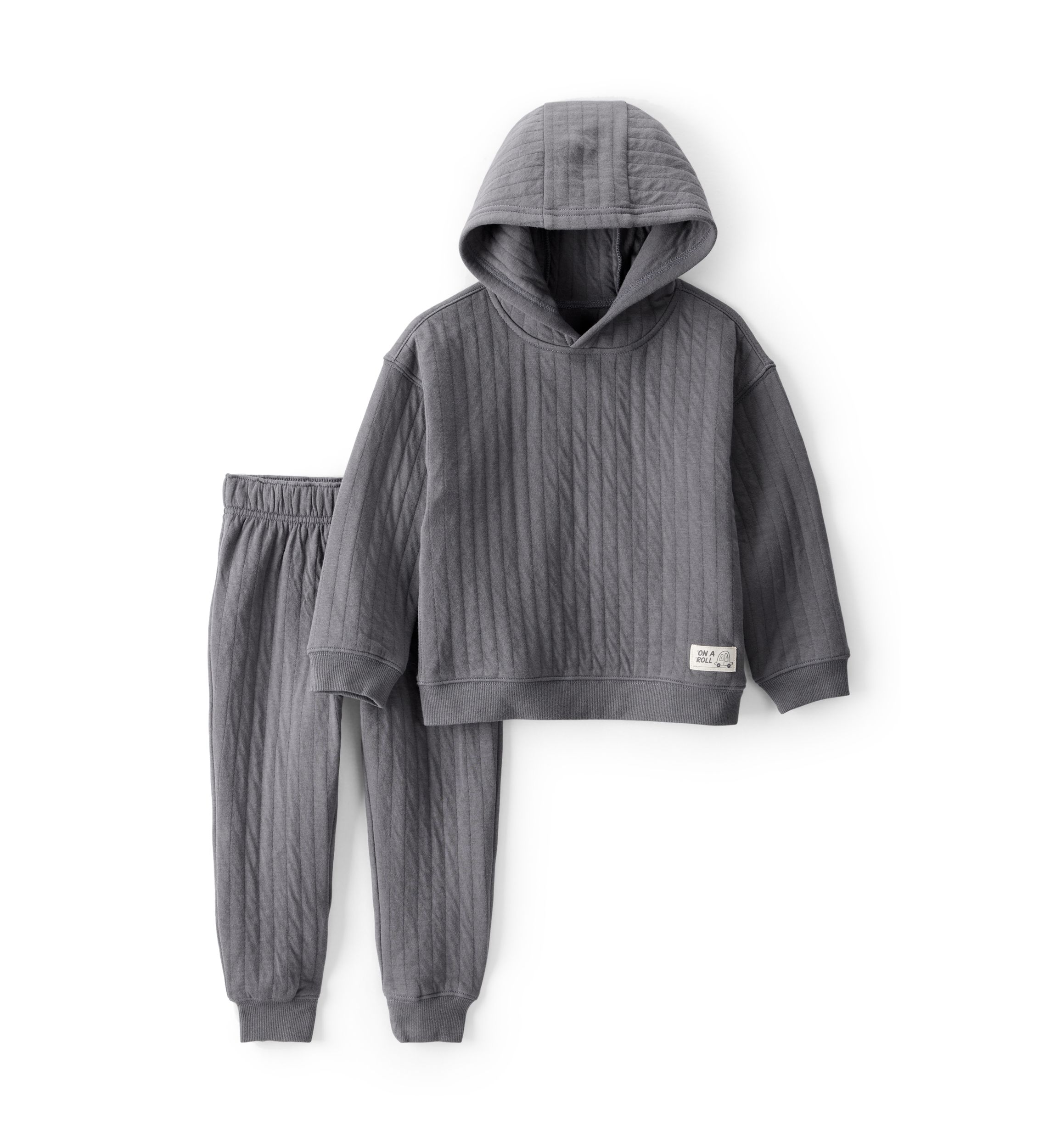 Toddler Boys Ribbed Hoodie and Pant Set