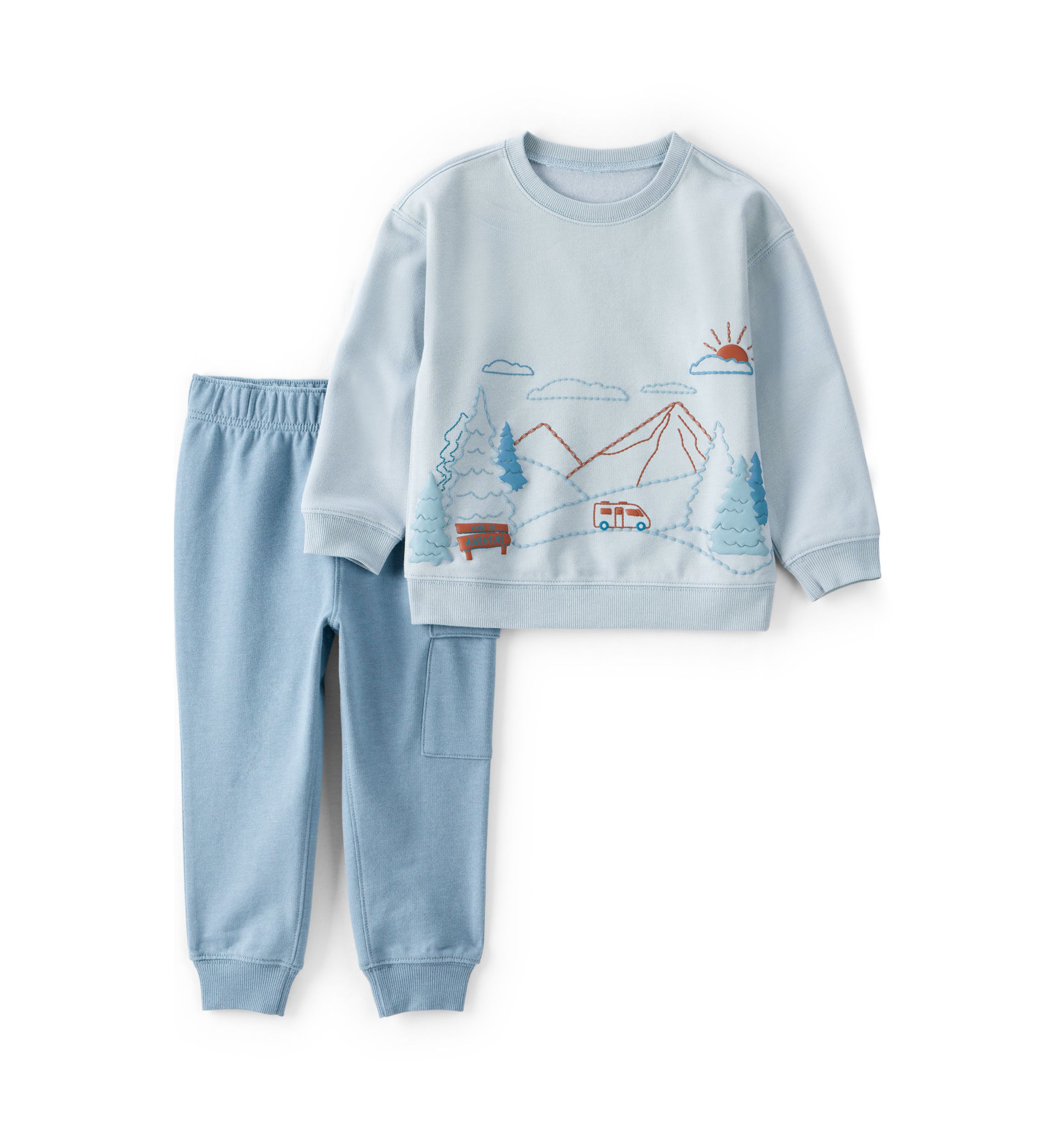 Toddler Boys Printed Sweatshirt and Cargo Jogger Set 