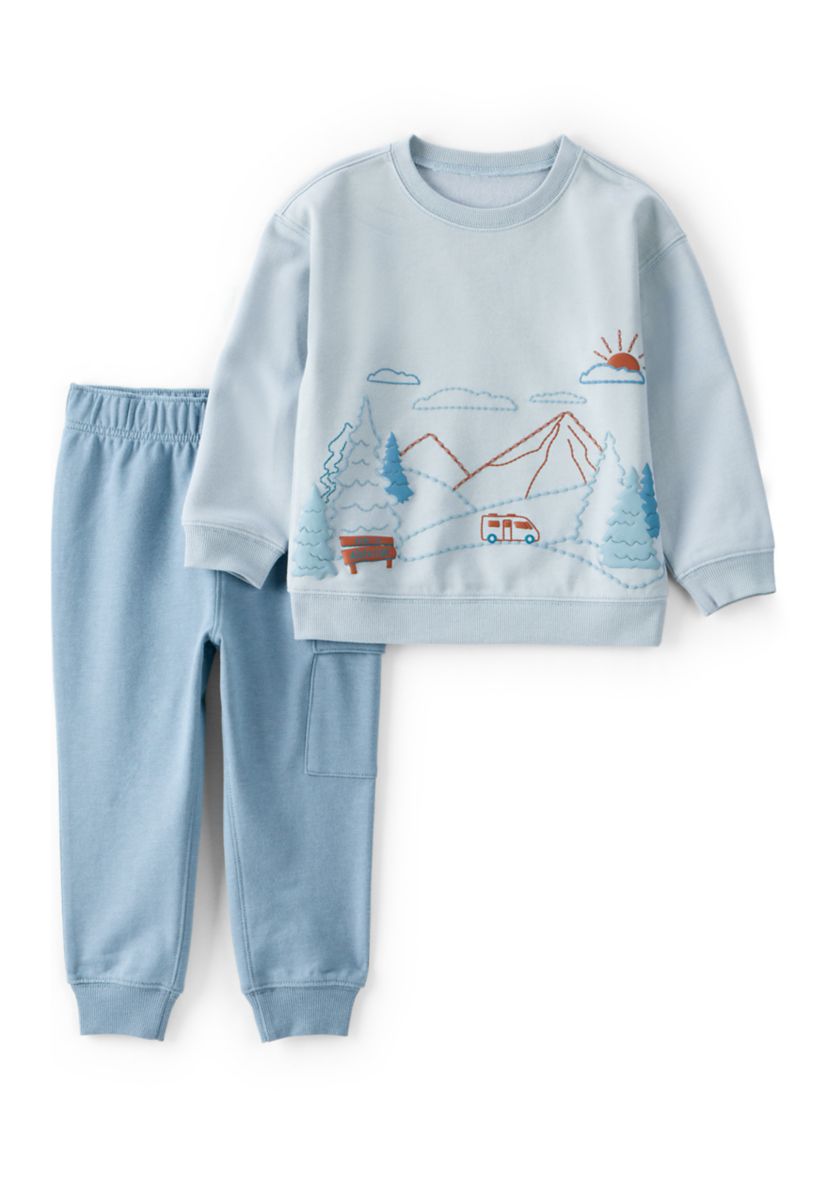 Toddler Boys Printed Sweatshirt and Cargo Jogger Set 