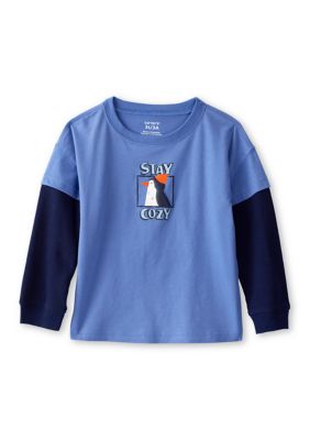 Carter's Toddler Boys Stay Cozy Graphic T-Shirt, Blue, 2T