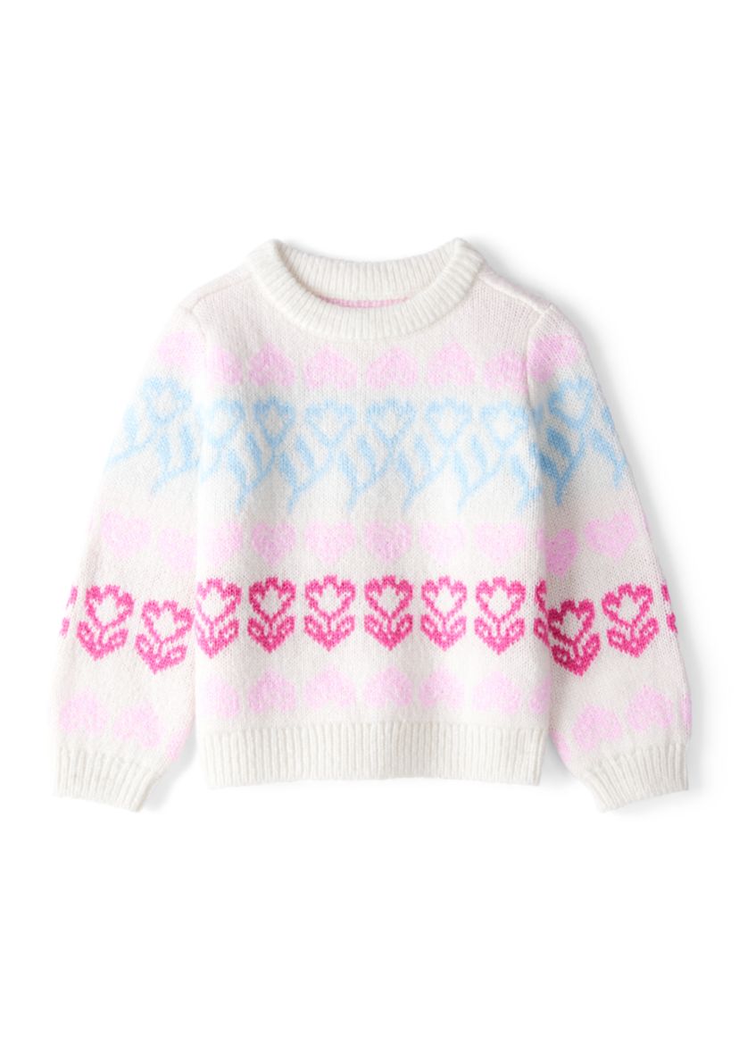 Toddler Girls Heart Print Sweater