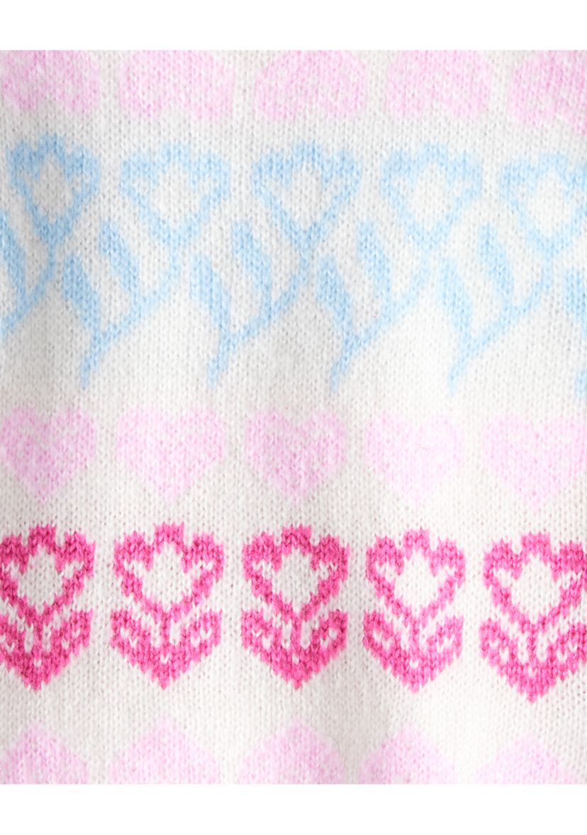 Toddler Girls Heart Print Sweater