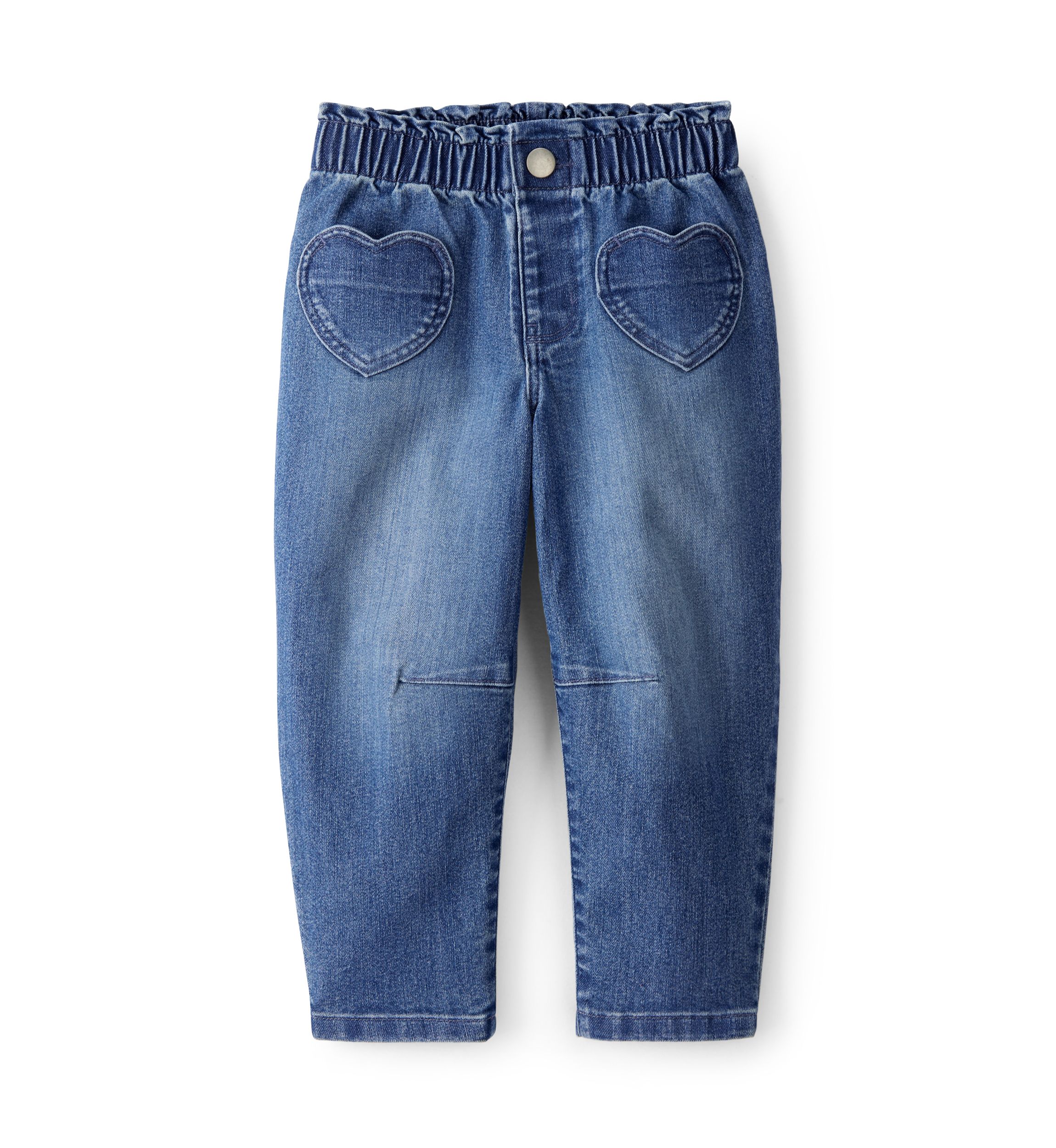 Toddler Girls Heart Pocket Barrel Jeans