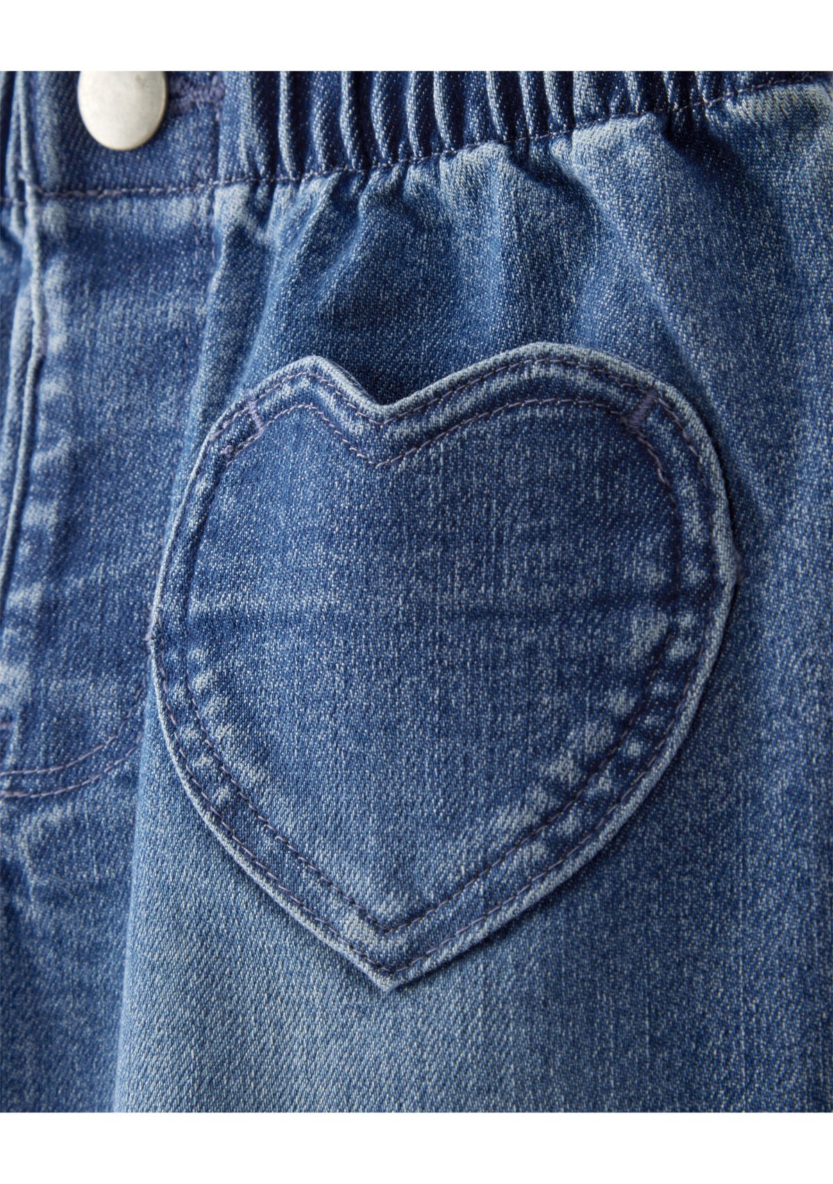 Toddler Girls Heart Pocket Barrel Jeans