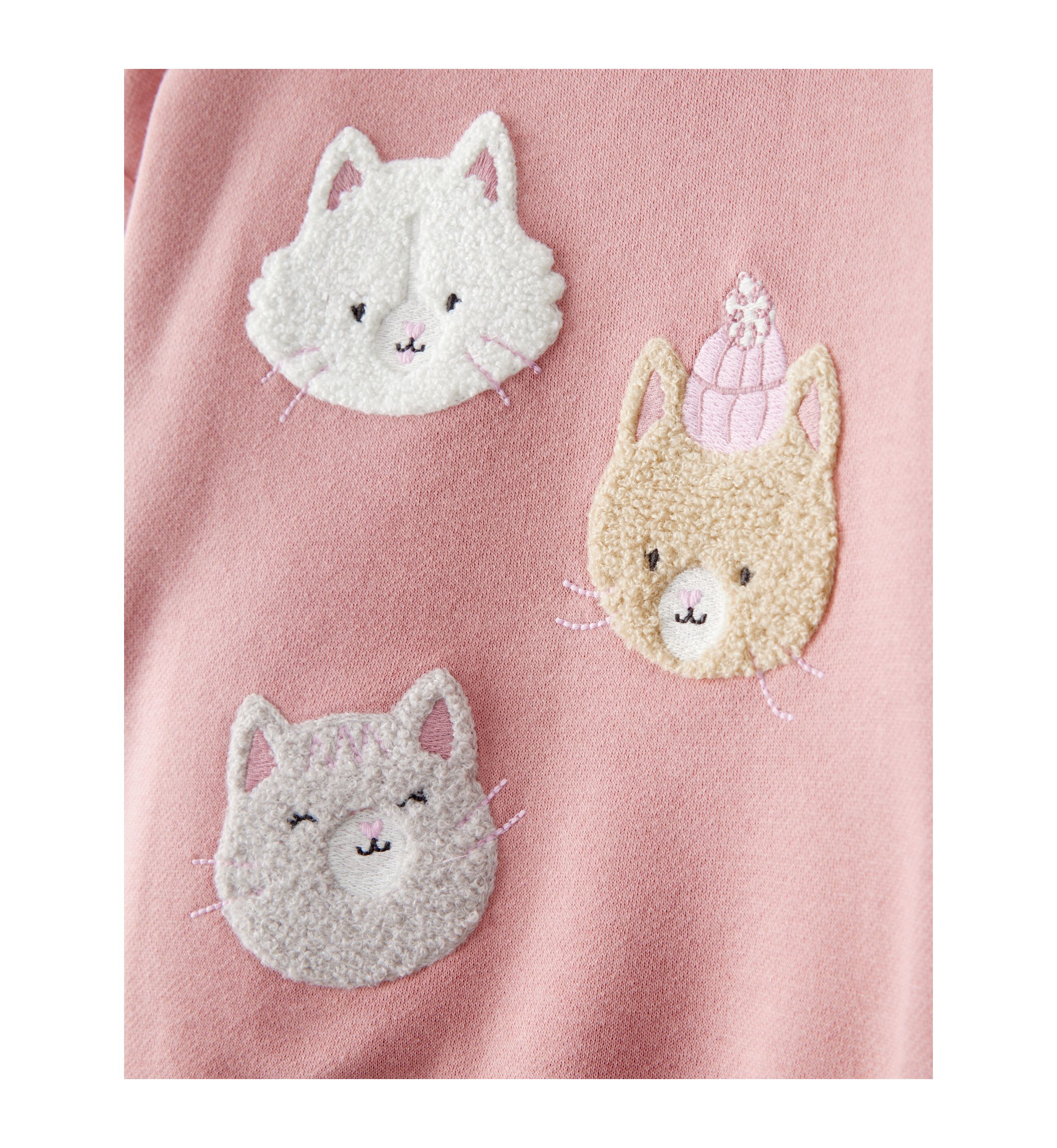 Toddler Girls Cat Embroidered Set 