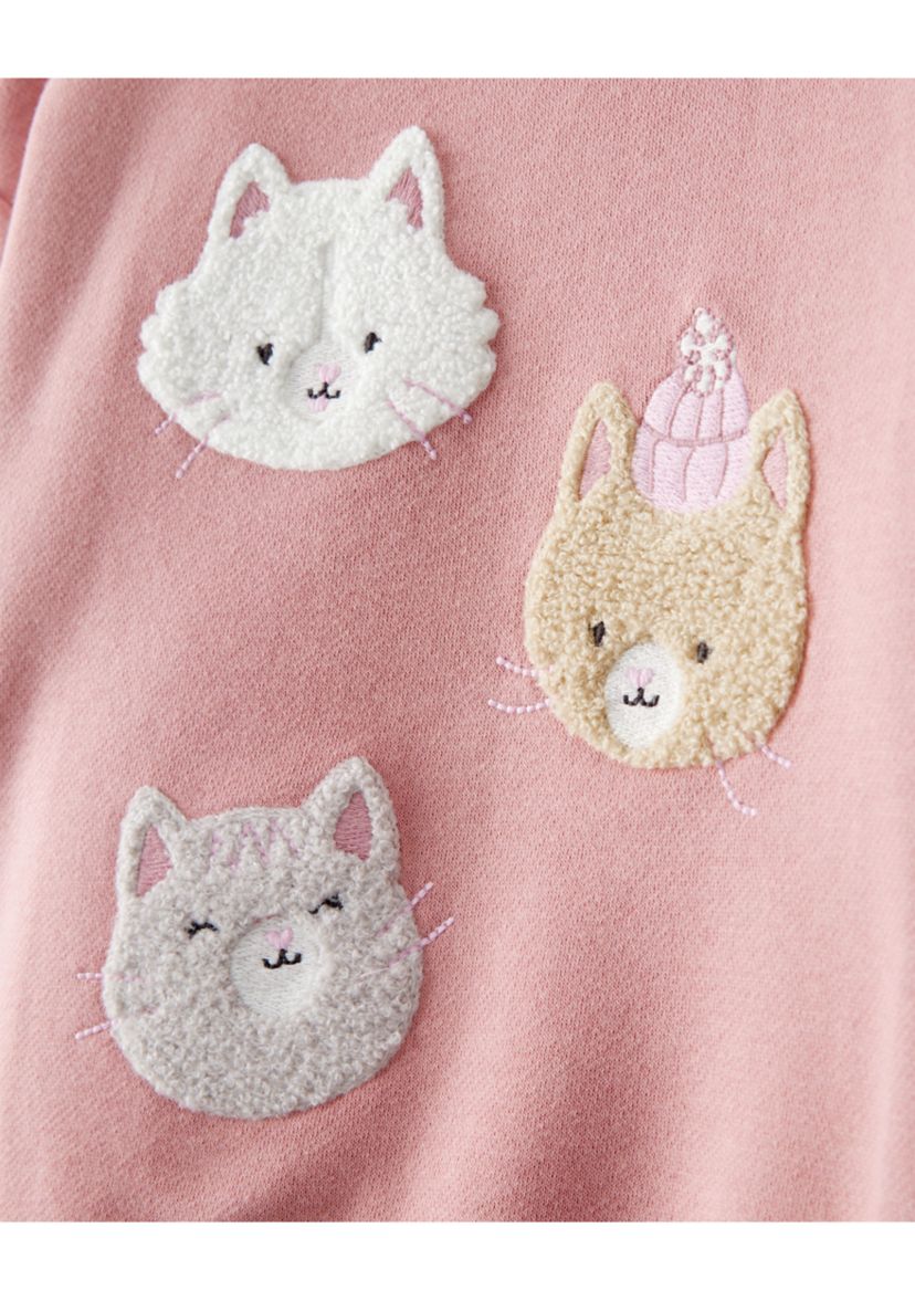 Toddler Girls Cat Embroidered Set 