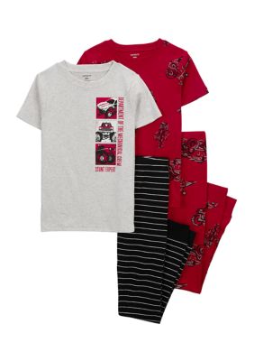 Boys 4-7 Short Sleeve Racecar 4 Piece Pajama Set