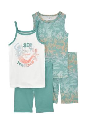 Girls 4-6x Sleeveless Mermaid 4 Piece Pajama Set