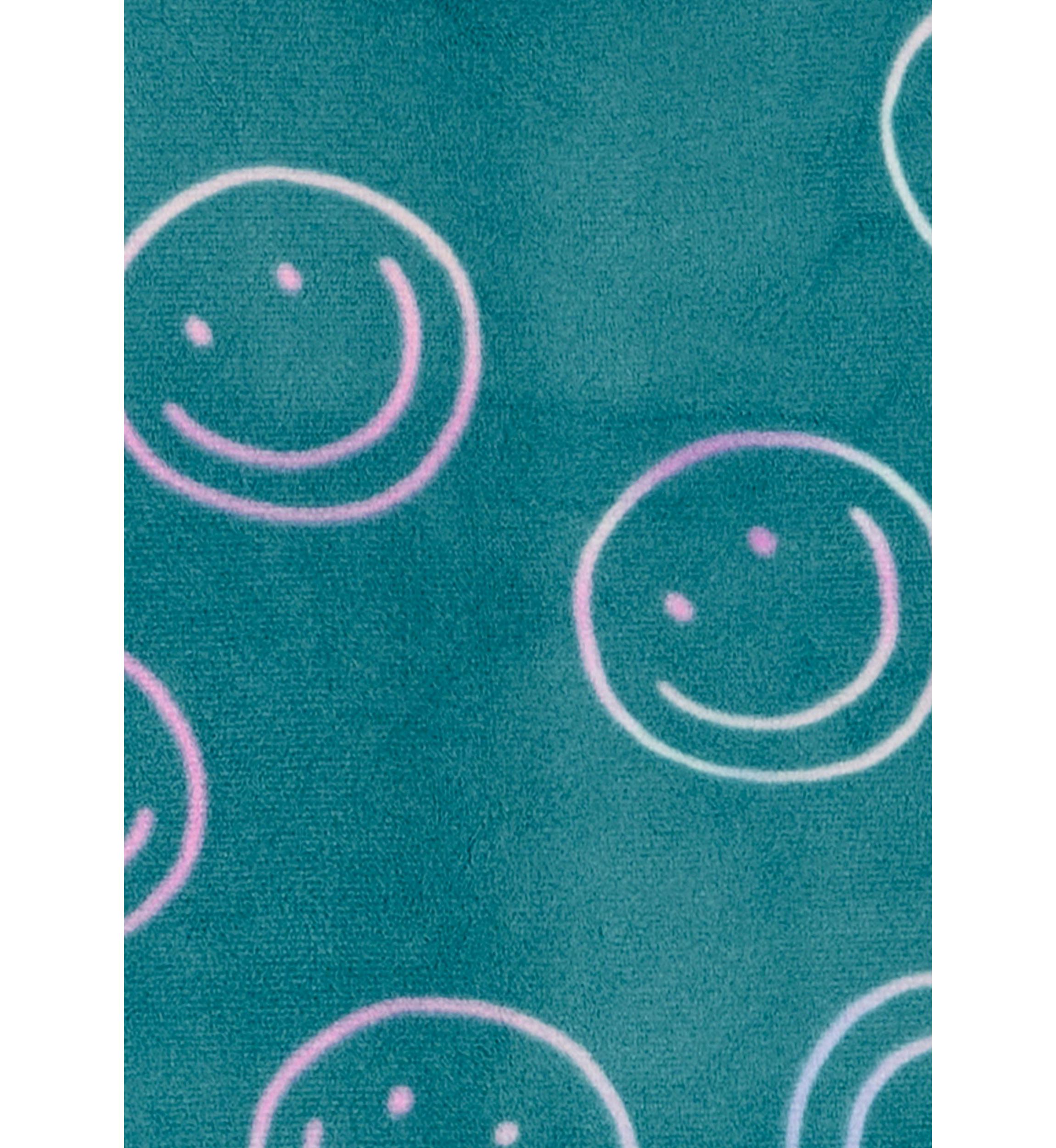 Girls 5-16 2 Piece Smiley Printed Velour Pajama Set