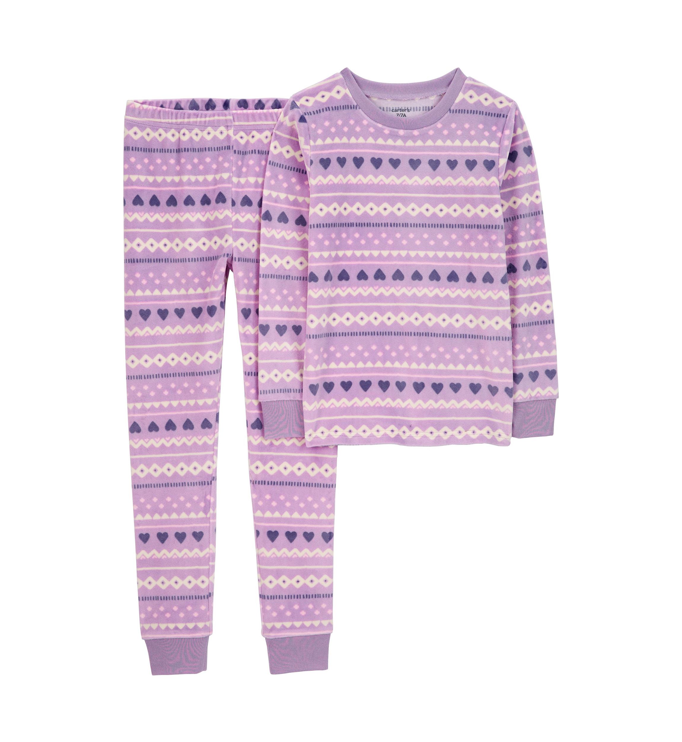 Girls 5-16 2 Piece Fair Isle Printed Velour Pajama Set