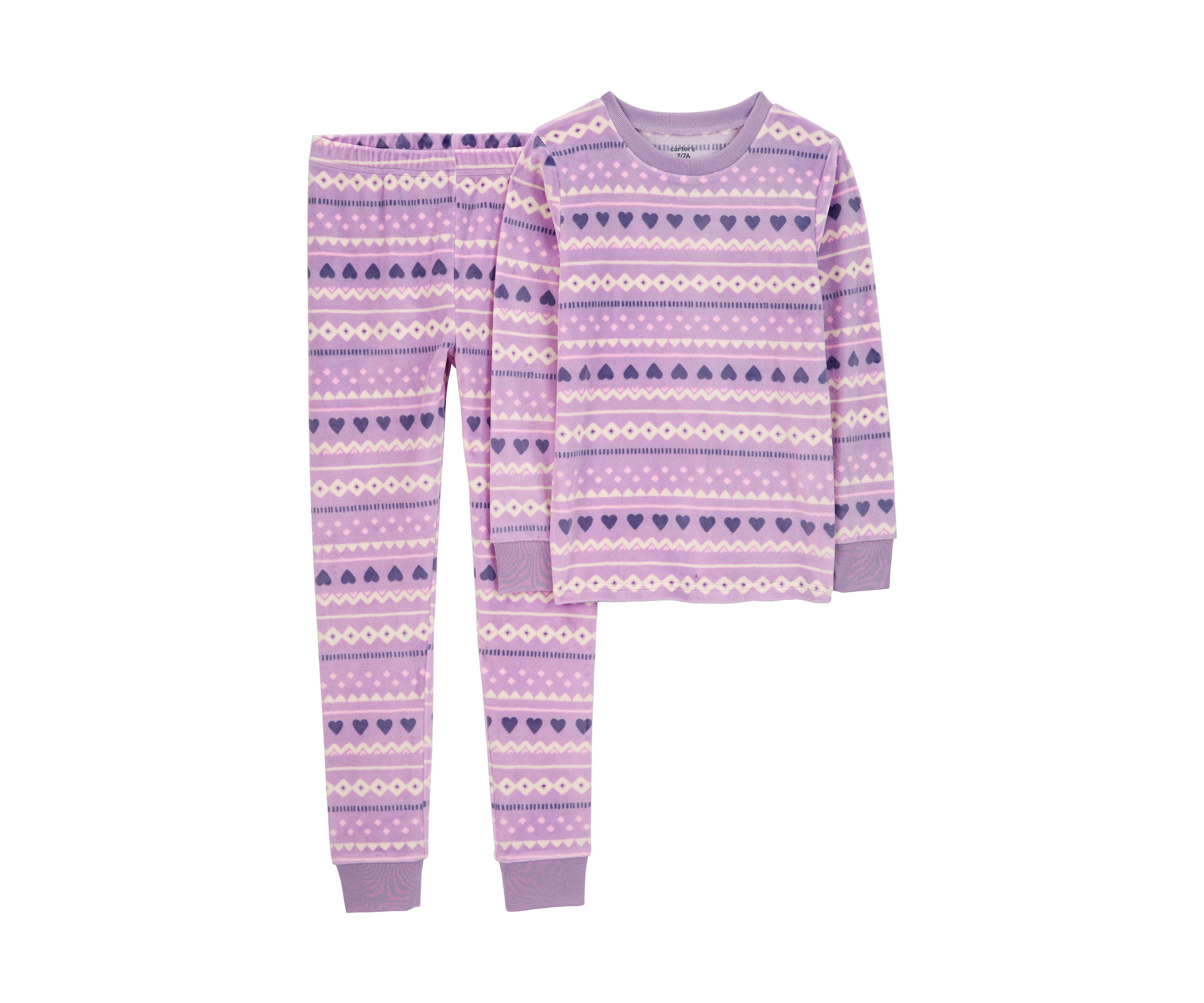Girls 5-16 2 Piece Fair Isle Printed Velour Pajama Set