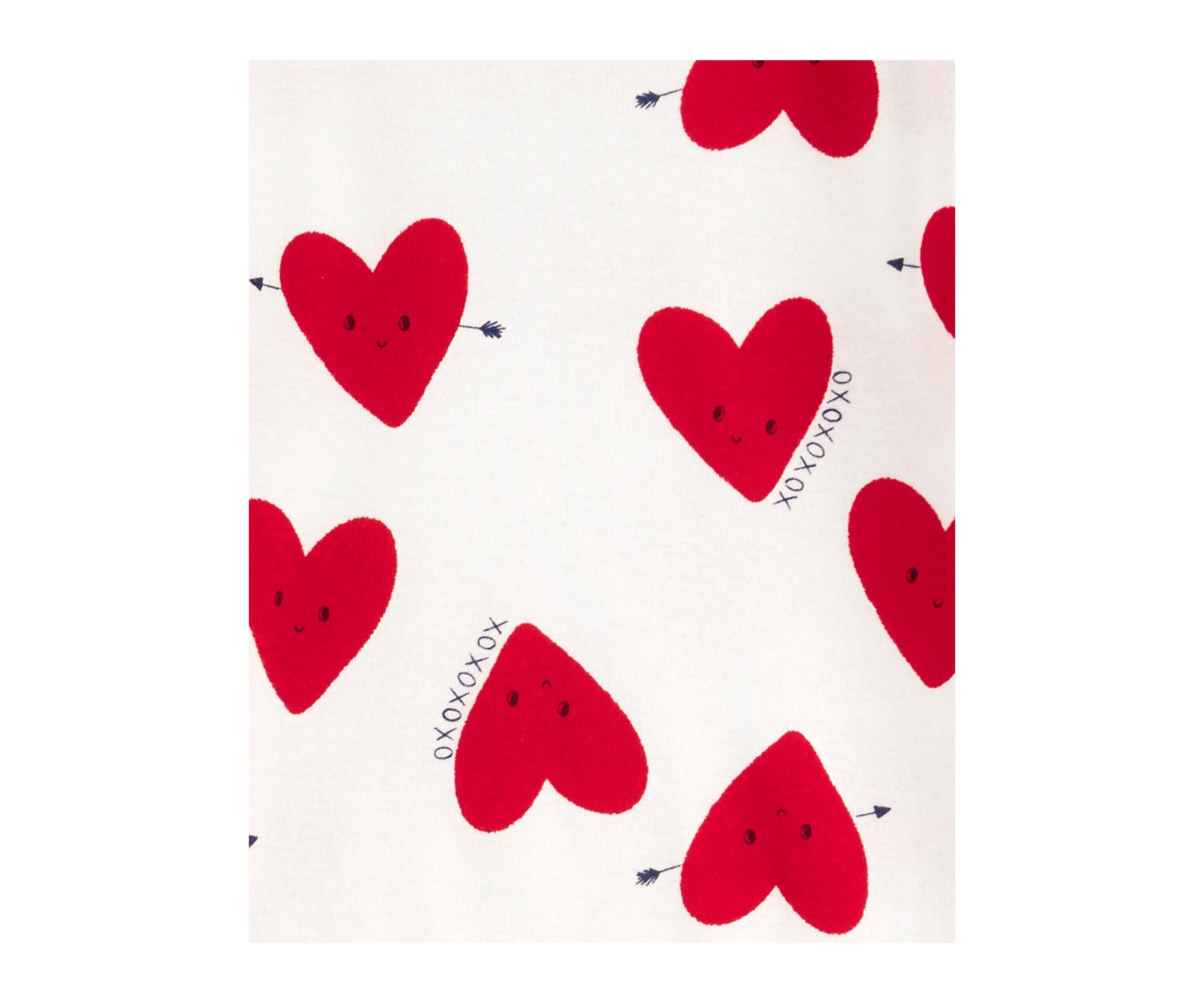 Girls 7-16 Heart Printed Ribbed Knit Pajama Set