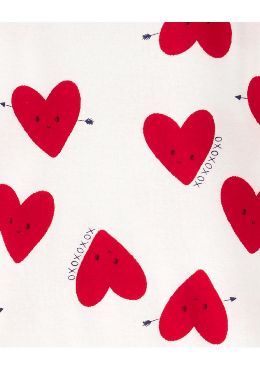 Girls 7-16 Heart Printed Ribbed Knit Pajama Set