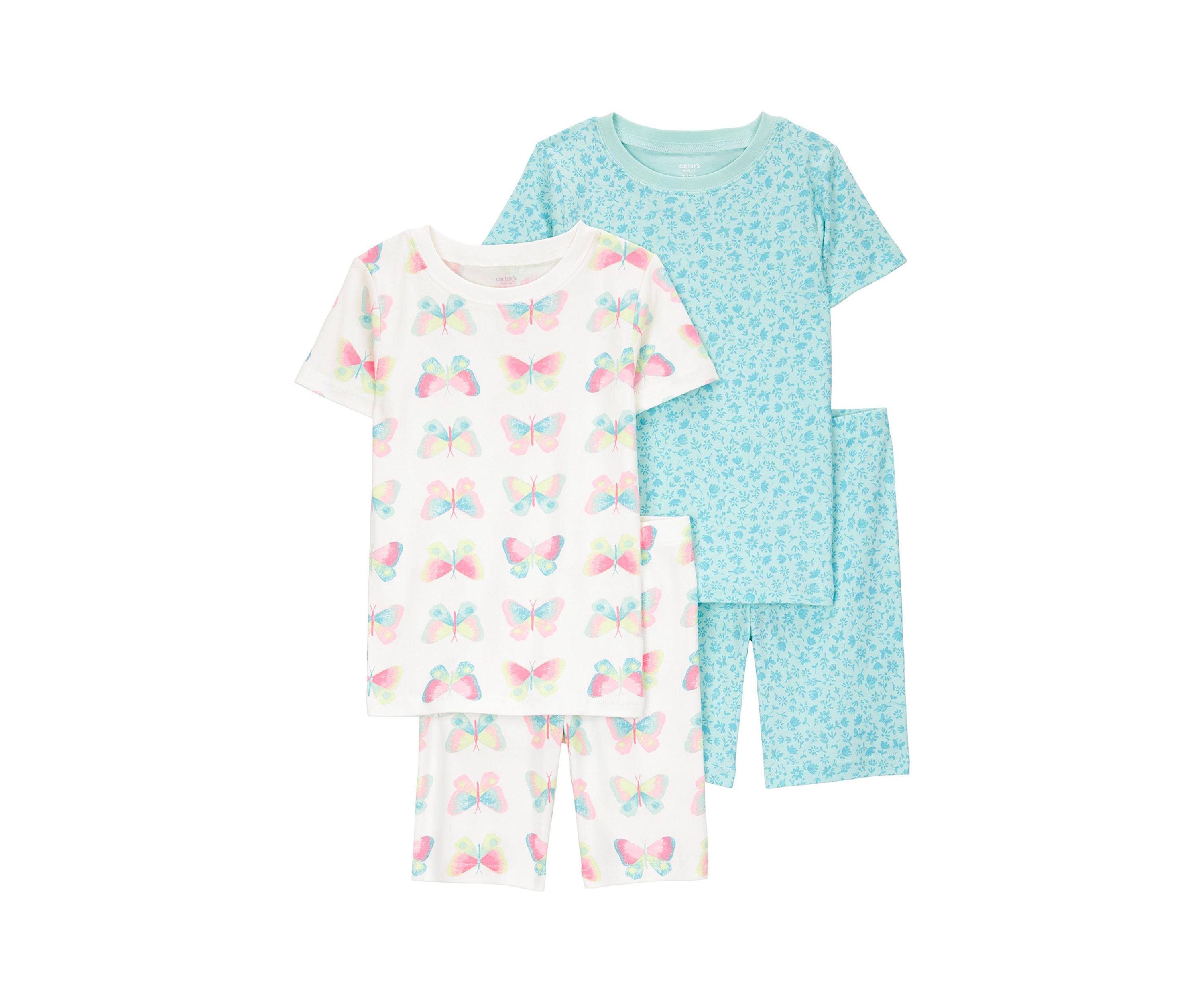 Girls 5-10 Butterfly Printed 4 Piece Pajama Set