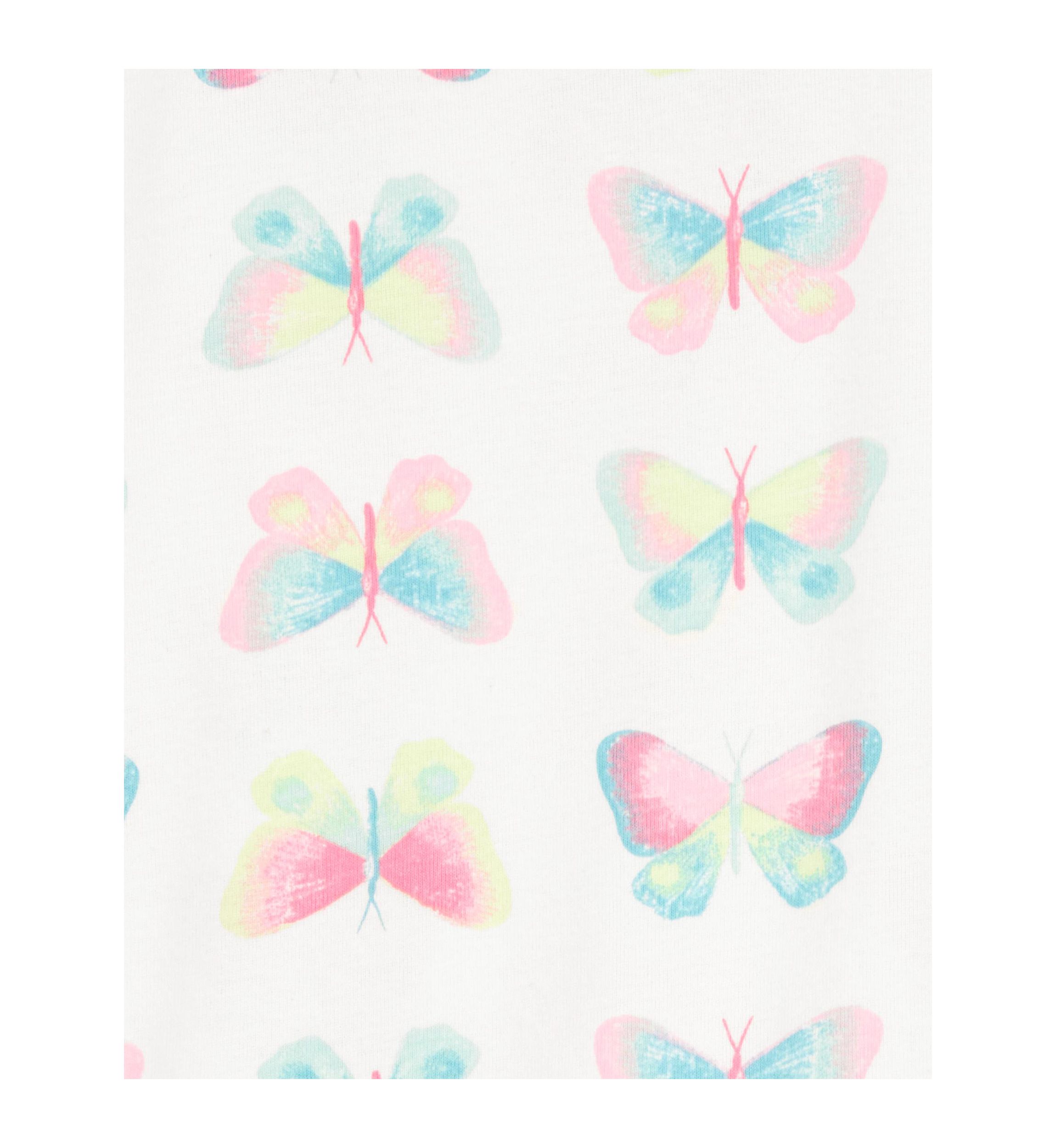 Girls 5-10 Butterfly Printed 4 Piece Pajama Set
