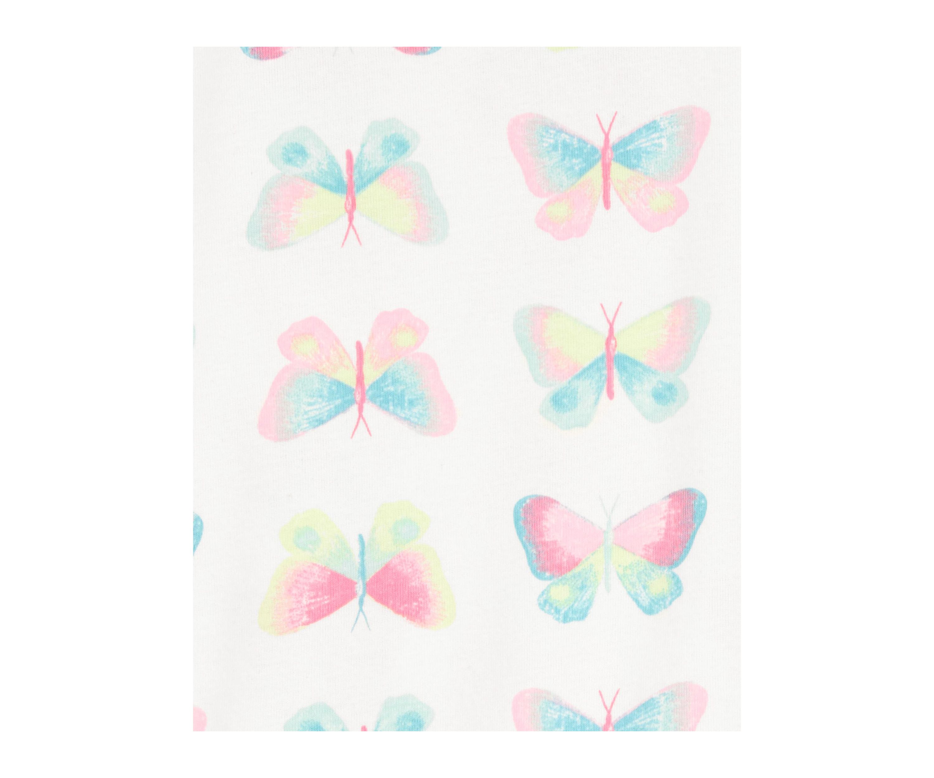Girls 5-10 Butterfly Printed 4 Piece Pajama Set