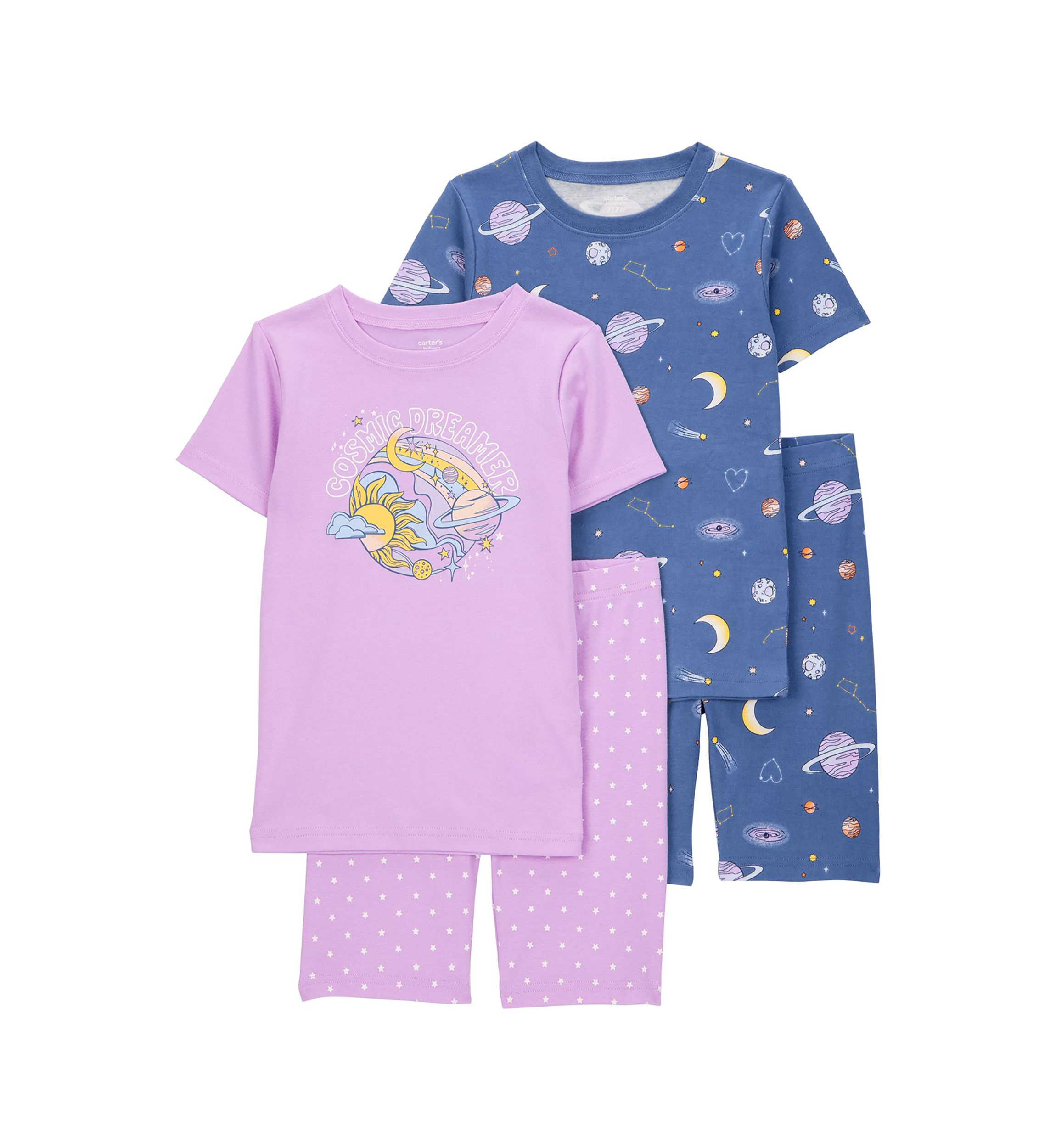 Girls 5-10 Space Printed 4 Piece Pajama Set