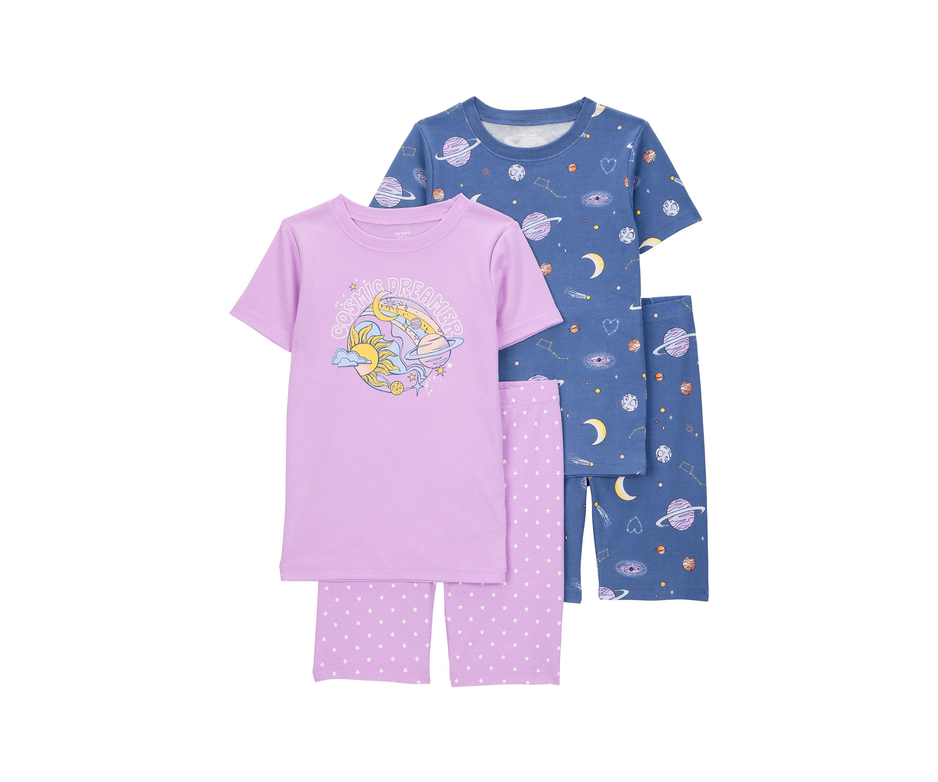 Girls 5-10 Space Printed 4 Piece Pajama Set