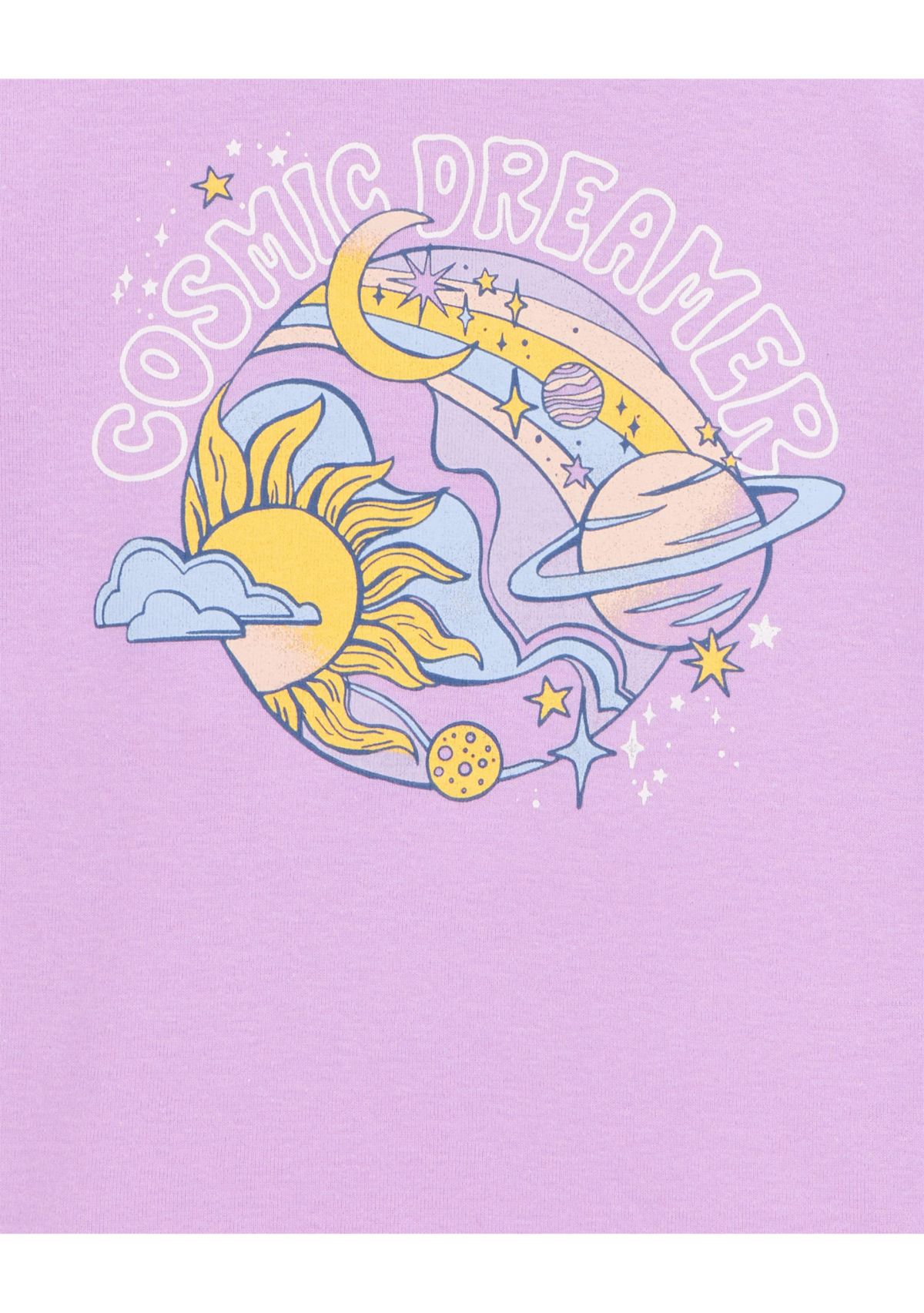 Girls 5-10 Space Printed 4 Piece Pajama Set