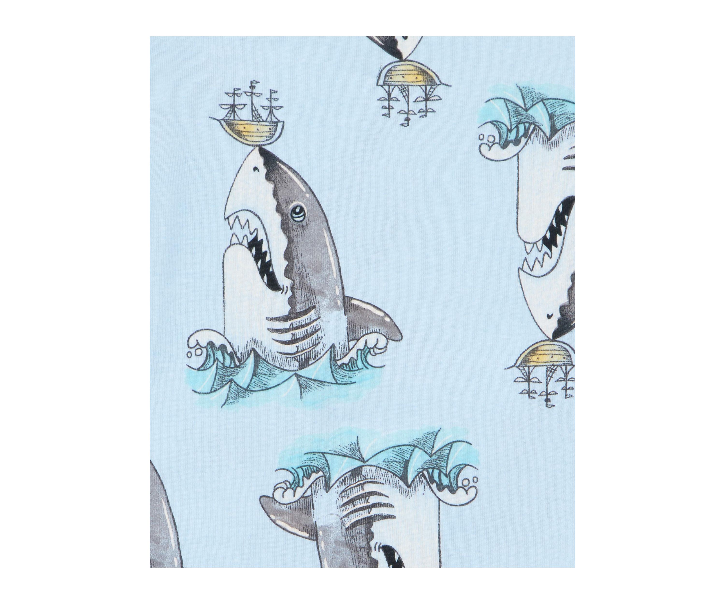 Boys 5-10 Shark Printed 4 Piece Pajama Set