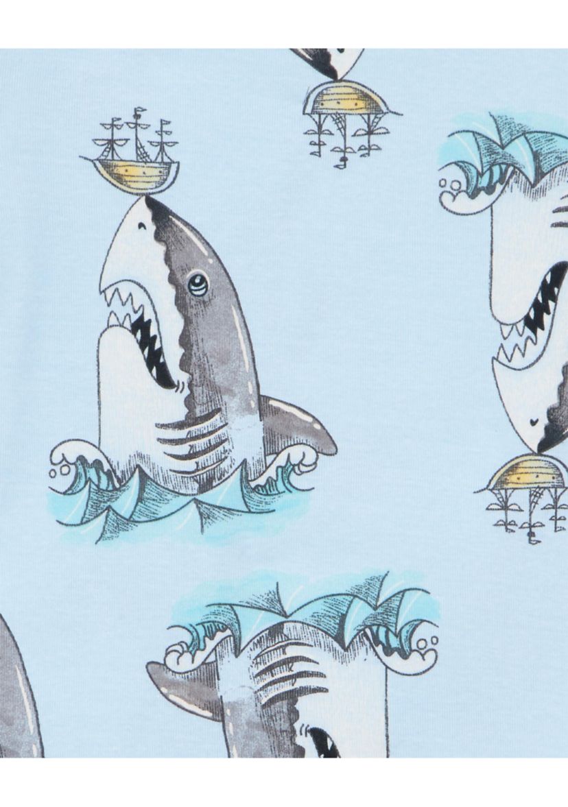 Boys 5-10 Shark Printed 4 Piece Pajama Set