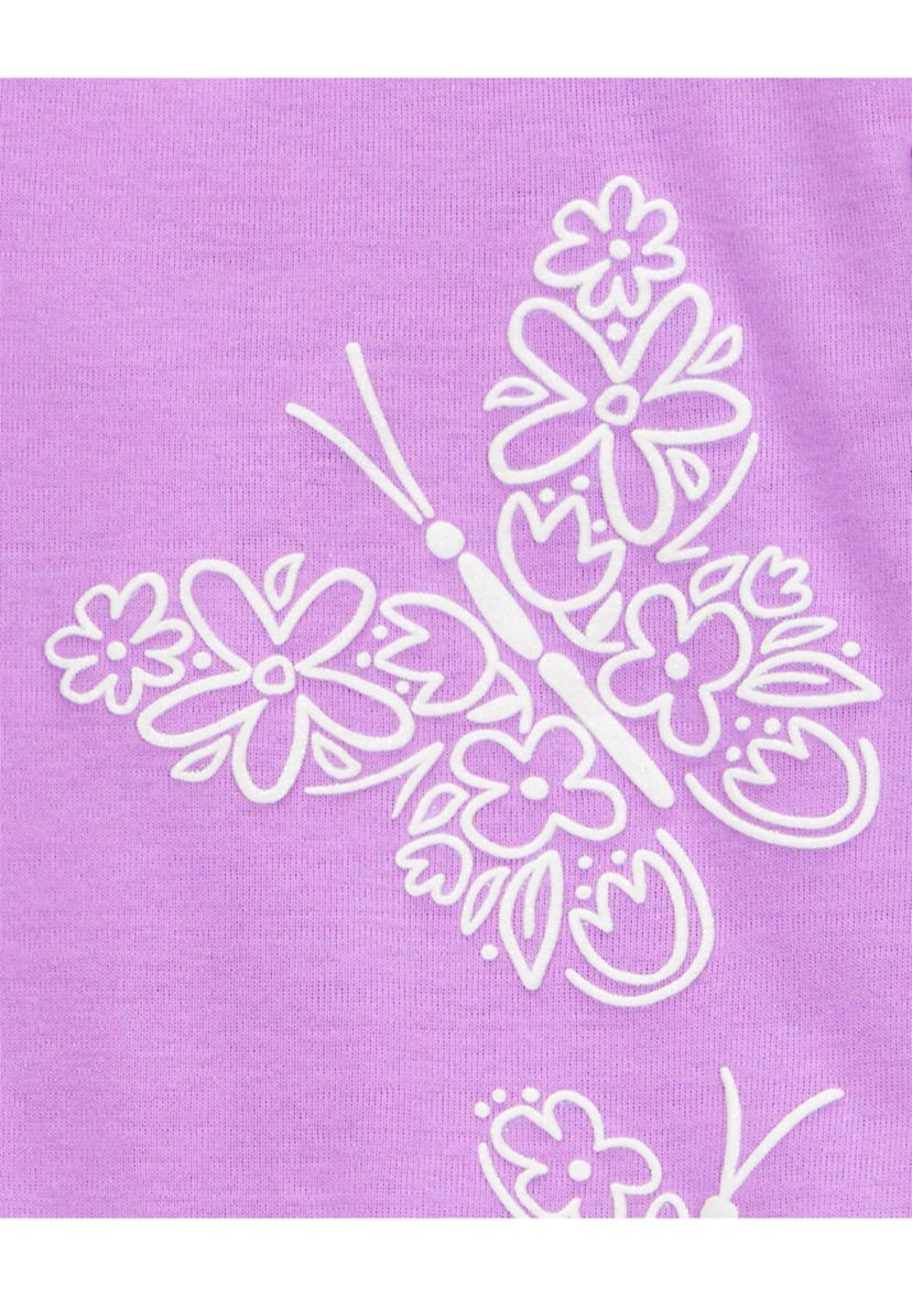 Girls 5-10 Butterfly Printed 4 Piece Pajama Set