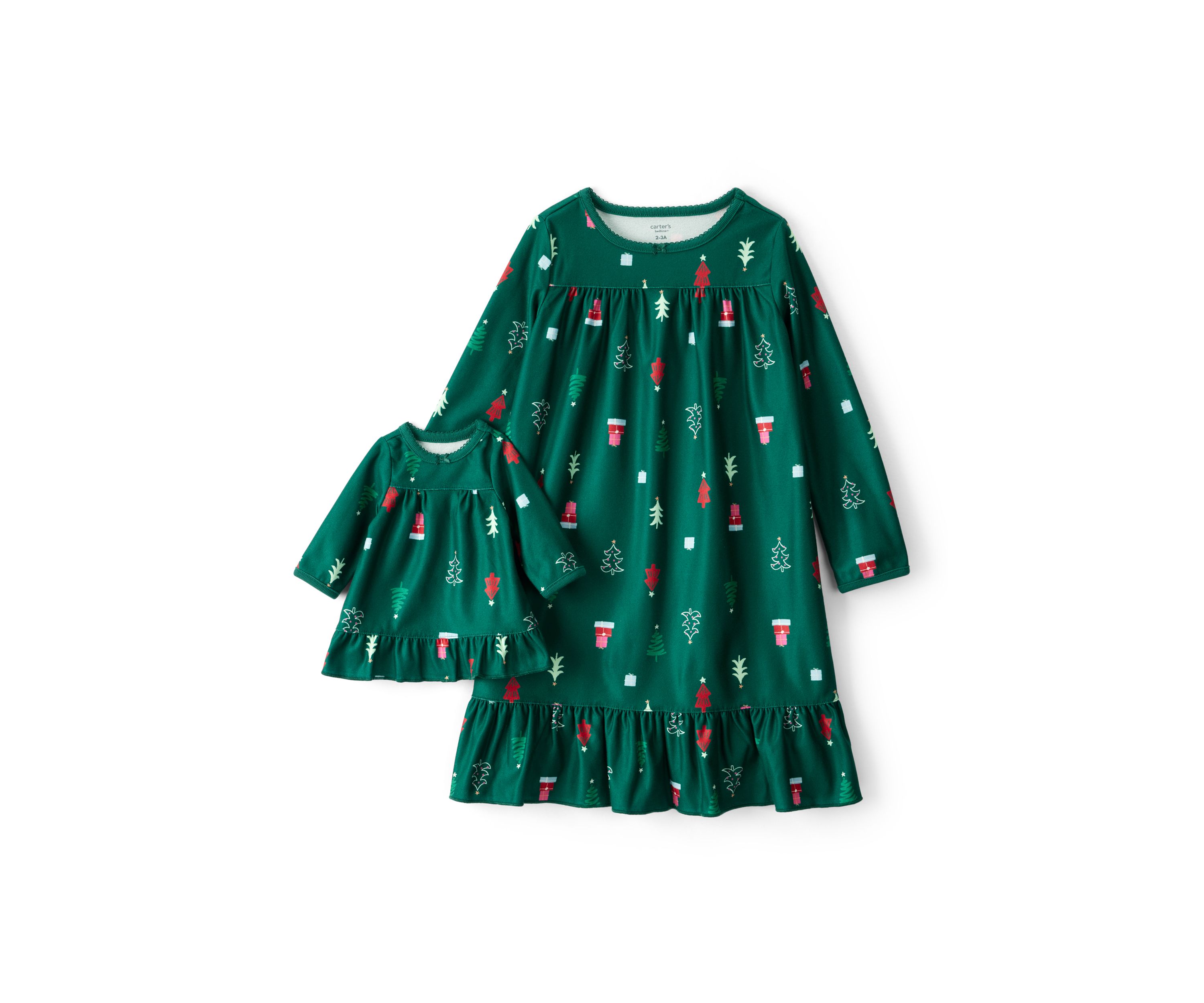 Girls 7-16 Christmas Trees Printed Nightgown Set