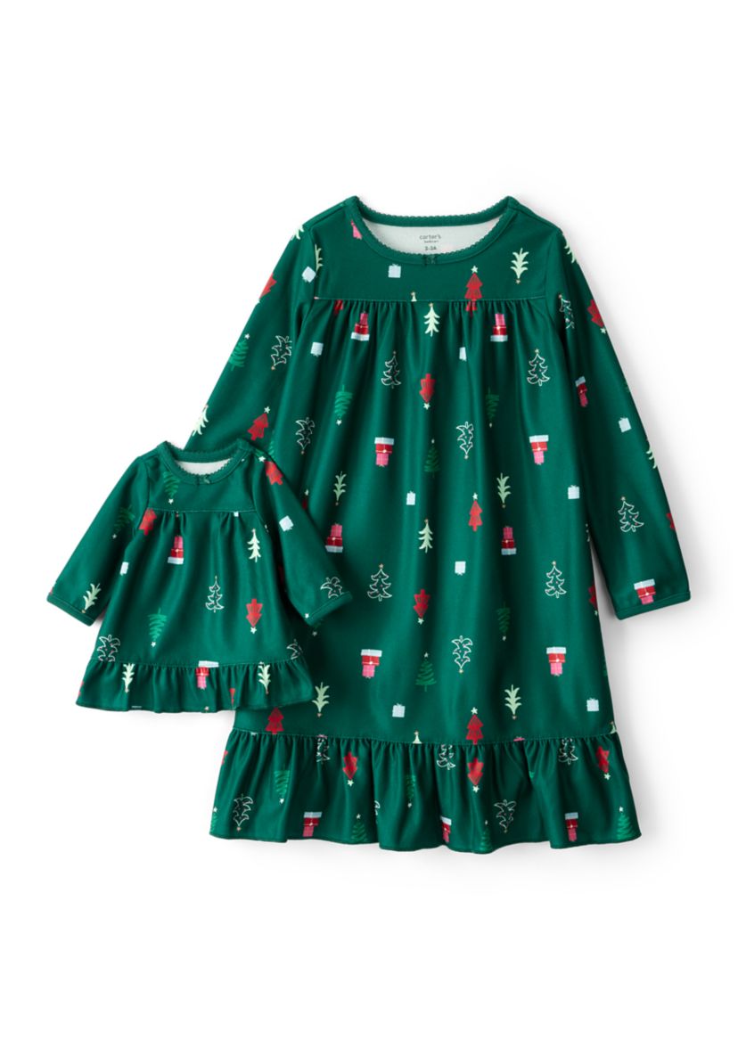 Girls 7-16 Christmas Trees Printed Nightgown Set