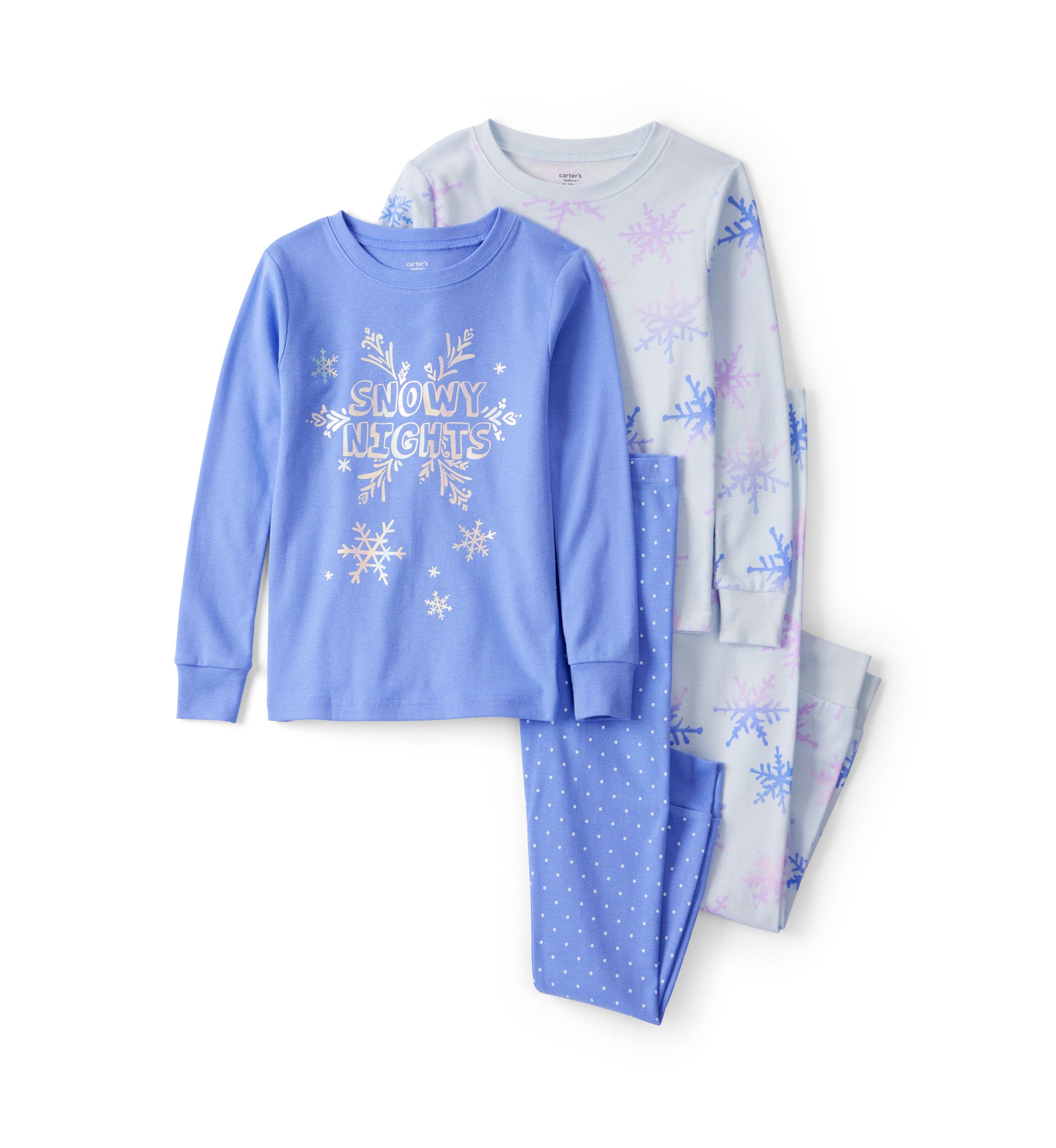 Girls 7-16 Snowflake Printed 4 Piece Pajama Set