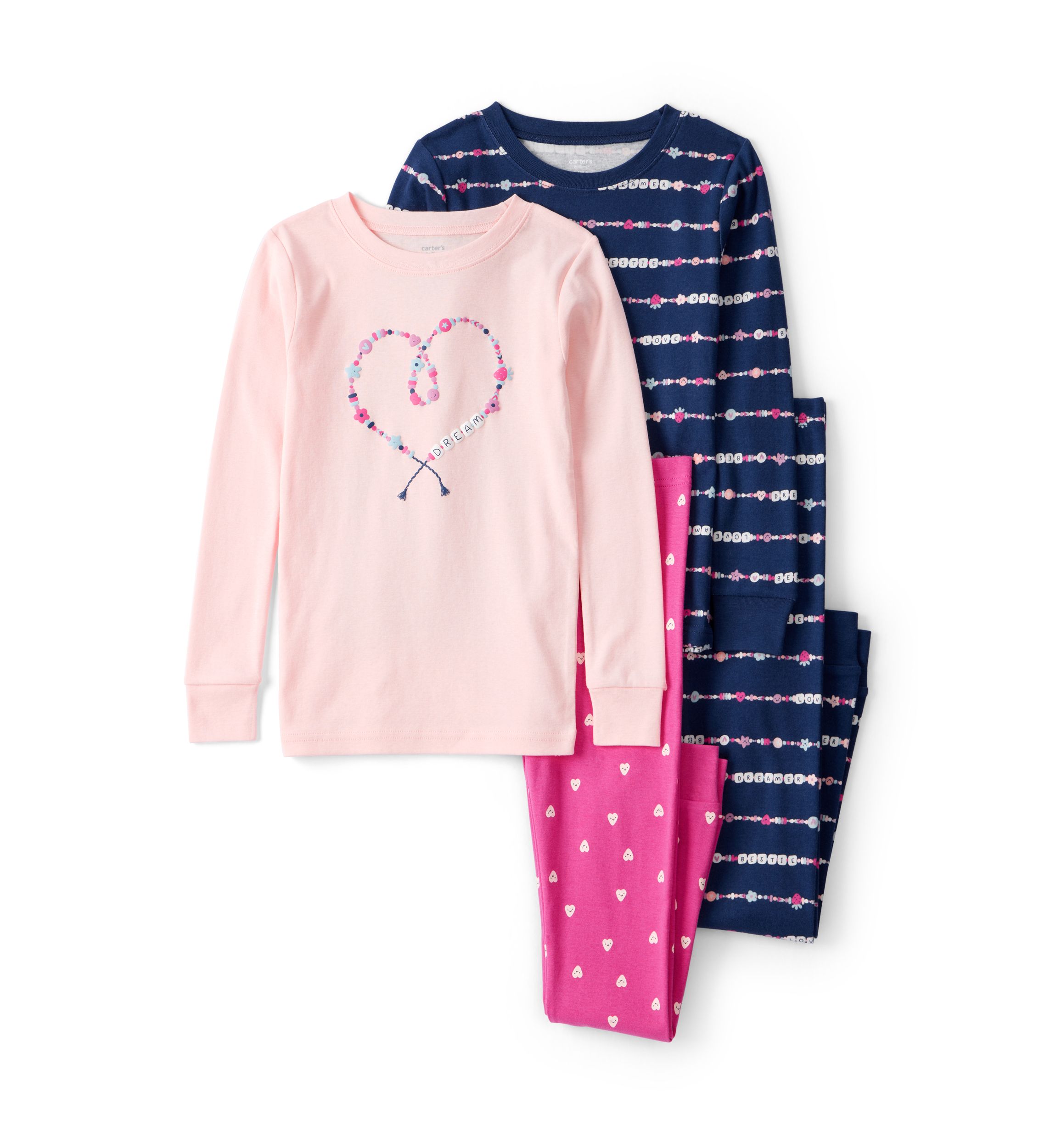 Girls 7-16 Bracelet Graphic Four Piece Pajama Set