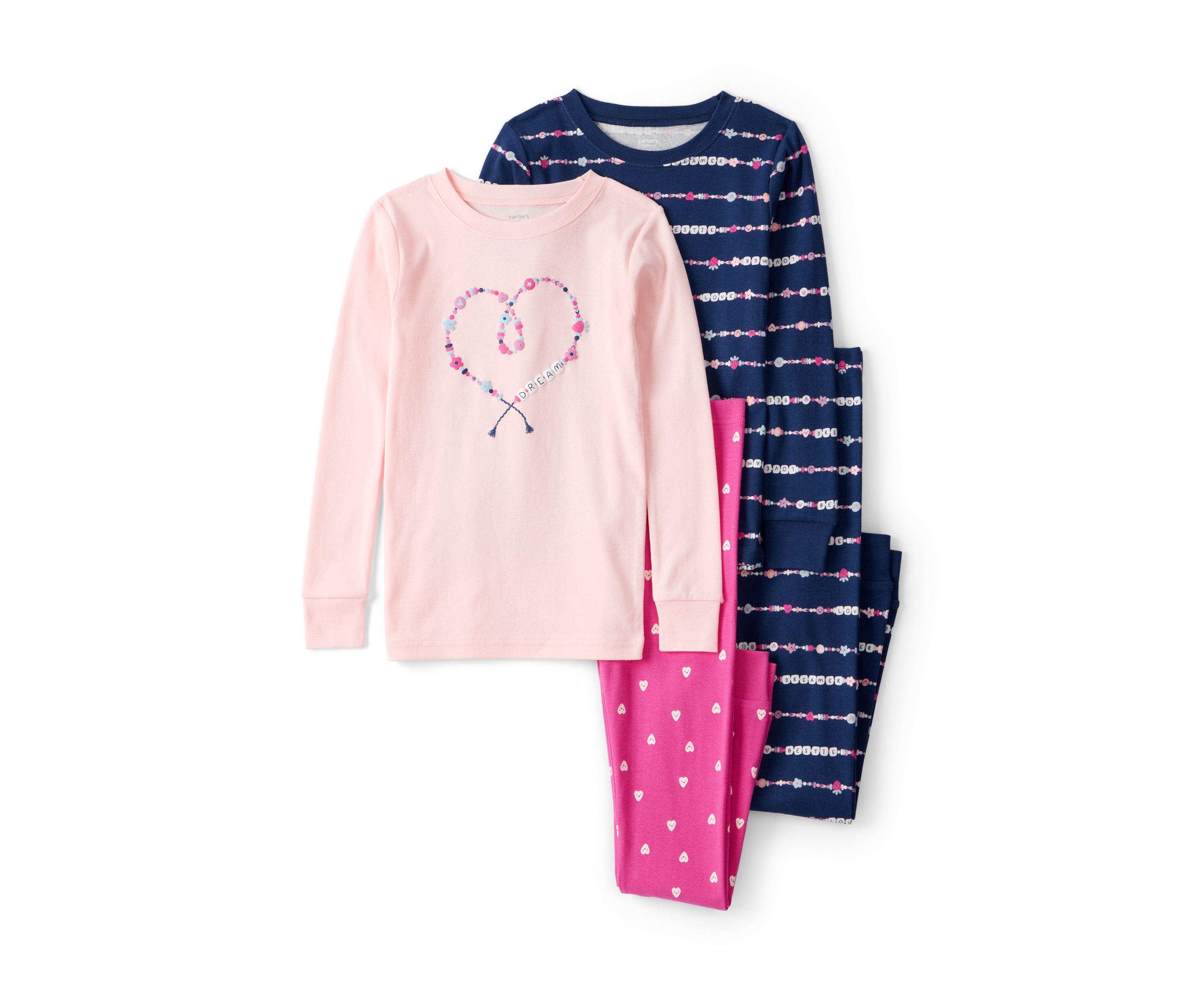 Girls 7-16 Bracelet Graphic Four Piece Pajama Set